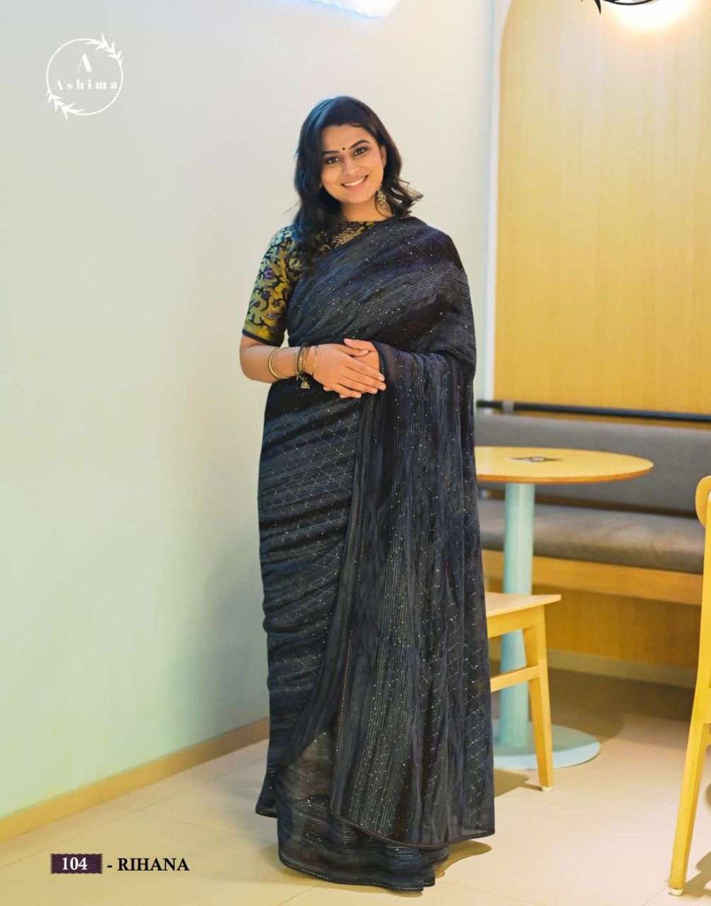 RIHANA PRISM BY ASHIMA 101 TO 108 SERIES INDIAN TRADITIONAL WEAR COLLECTION BEAUTIFUL STYLISH FANCY COLORFUL PARTY WEAR & OCCASIONAL WEAR GEORGETTE EMBROIDERED SAREES AT WHOLESALE PRICE