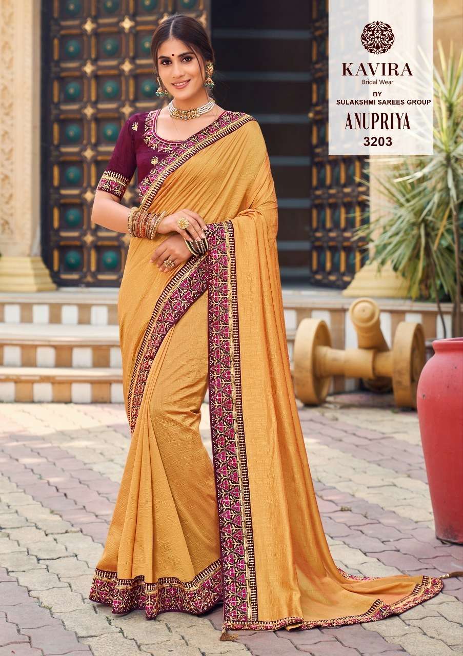 ANUPRIYA BY KAVIRA 3201 TO 3208 SERIES INDIAN TRADITIONAL WEAR COLLECTION BEAUTIFUL STYLISH FANCY COLORFUL PARTY WEAR & OCCASIONAL WEAR CHINNON GEORGETTE SAREES AT WHOLESALE PRICE