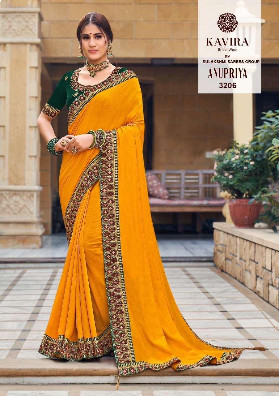 ANUPRIYA BY KAVIRA 3201 TO 3208 SERIES INDIAN TRADITIONAL WEAR COLLECTION BEAUTIFUL STYLISH FANCY COLORFUL PARTY WEAR & OCCASIONAL WEAR CHINNON GEORGETTE SAREES AT WHOLESALE PRICE