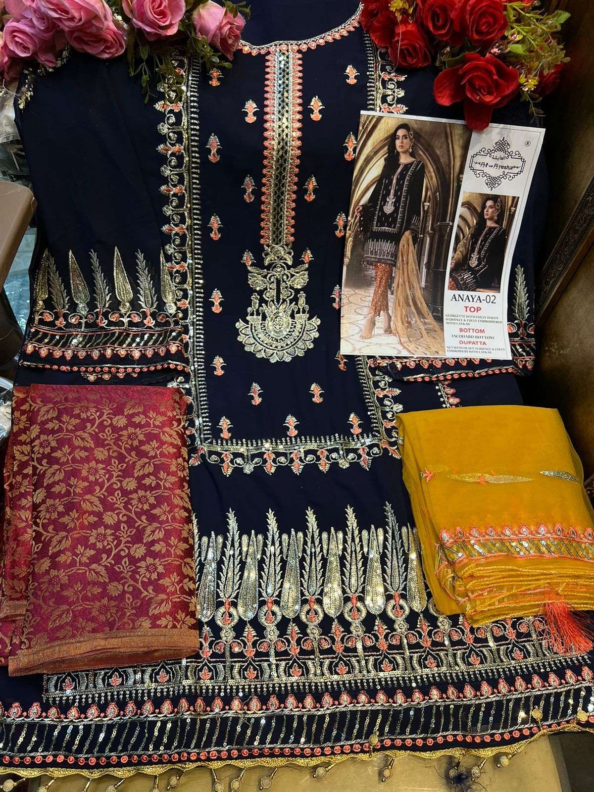 ANAYA 02 BY AL AYESHA DESIGNER PAKISTANI SUITS BEAUTIFUL FANCY COLORFUL STYLISH PARTY WEAR & OCCASIONAL WEAR FAUX GEORGETTE EMBROIDERY DRESSES AT WHOLESALE PRICE