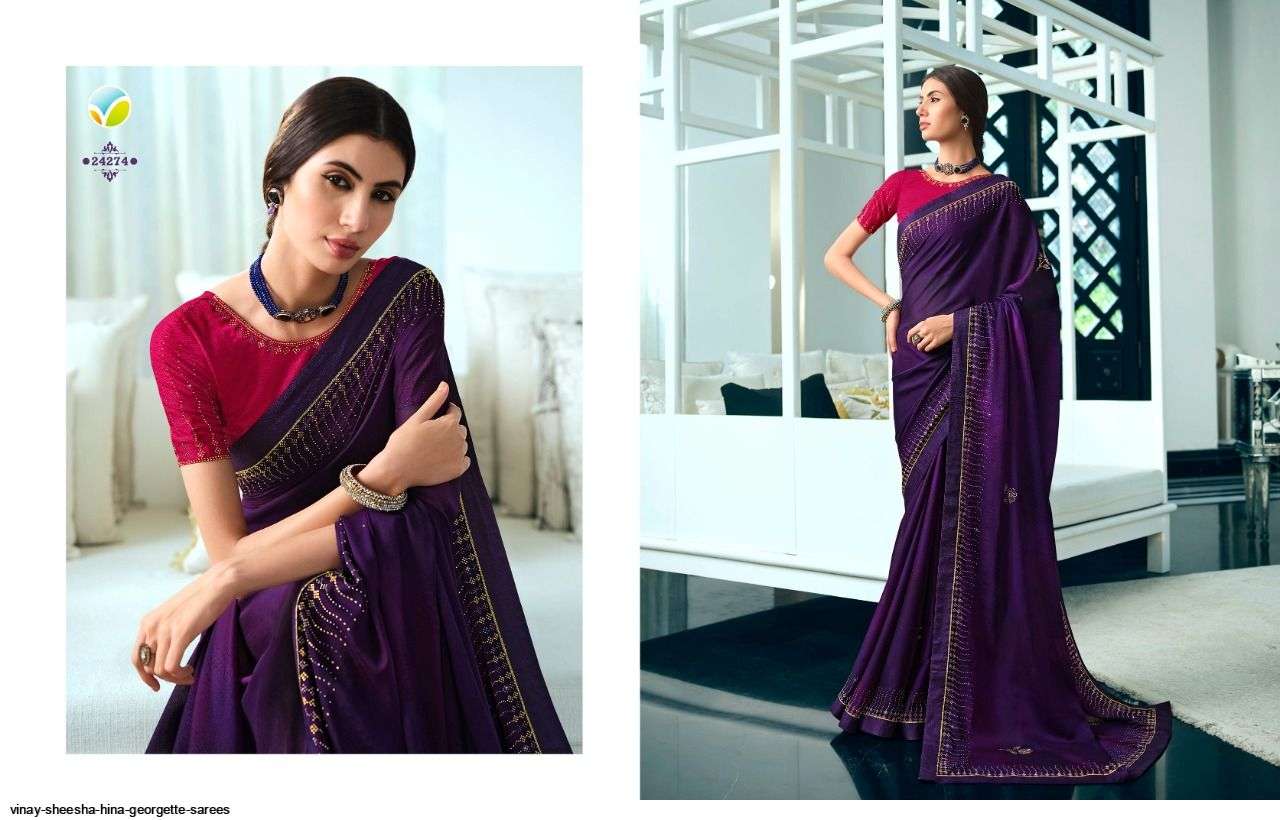 SHEESHA HINA BY VINAY FASHION 24271 TO 24280 SERIES INDIAN TRADITIONAL WEAR COLLECTION BEAUTIFUL STYLISH FANCY COLORFUL PARTY WEAR & OCCASIONAL WEAR GEORGETTE PRINT SAREES AT WHOLESALE PRICE