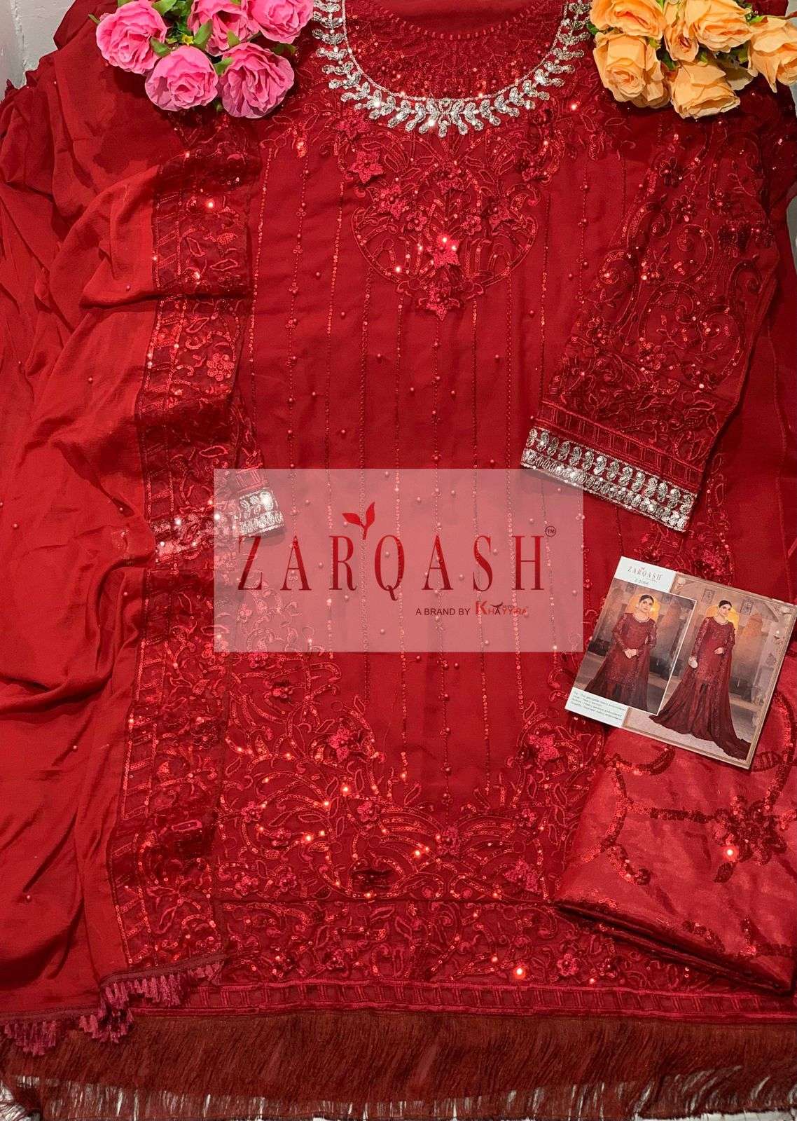 MARIA.B. WEDDING COLLECTION BY ZARQASH 2083 TO 2085 SERIES DESIGNER FESTIVE PAKISTANI SUITS COLLECTION BEAUTIFUL STYLISH FANCY COLORFUL PARTY WEAR & OCCASIONAL WEAR ORGANZA/FAUXGEORGETTE EMBROIDERED DRESSES AT WHOLESALE PRICE