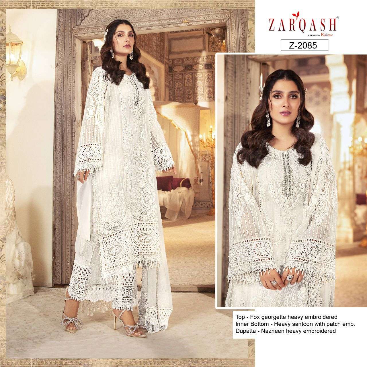 MARIA.B. WEDDING COLLECTION BY ZARQASH 2083 TO 2085 SERIES DESIGNER FESTIVE PAKISTANI SUITS COLLECTION BEAUTIFUL STYLISH FANCY COLORFUL PARTY WEAR & OCCASIONAL WEAR ORGANZA/FAUXGEORGETTE EMBROIDERED DRESSES AT WHOLESALE PRICE