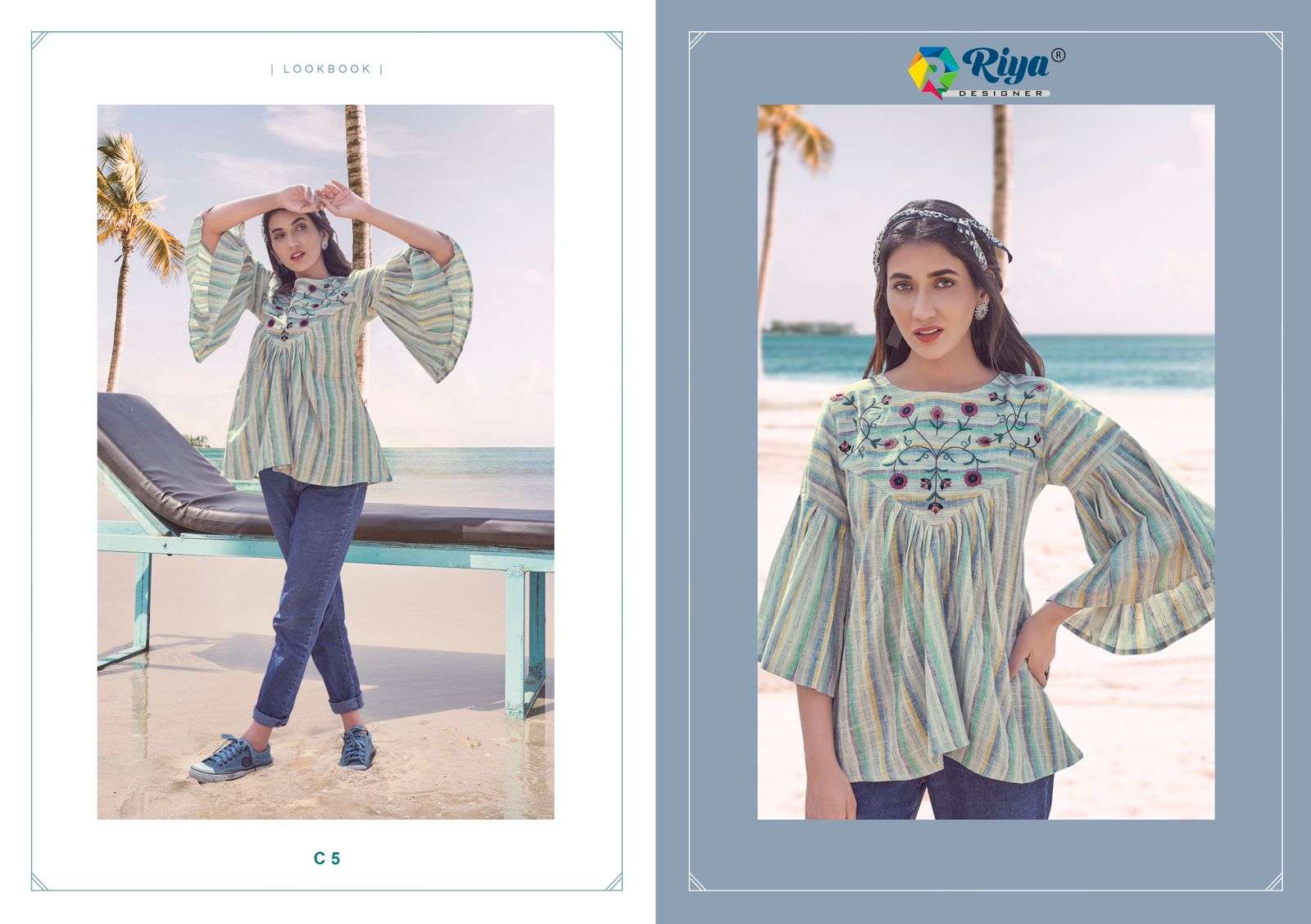COASTER BY RIYA DESIGNER 1 TO 5 SERIES BEAUTIFUL STYLISH FANCY COLORFUL CASUAL WEAR & ETHNIC WEAR DYED EMBROIDERED TOPS AT WHOLESALE PRICE