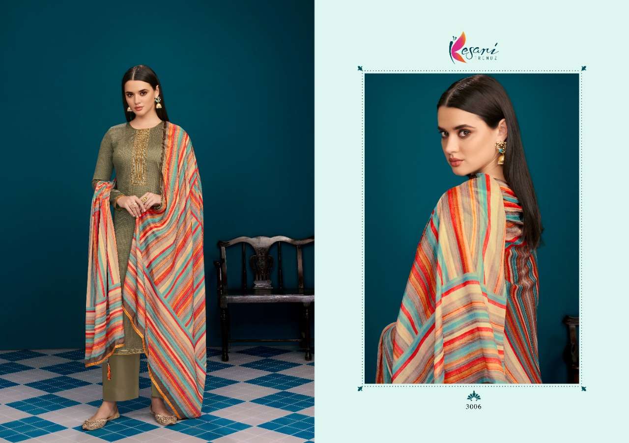 ZENIA BY KESARI TRENDZ 3001 TO 3008 SERIES BEAUTIFUL STYLISH SUITS FANCY COLORFUL CASUAL WEAR & ETHNIC WEAR & READY TO WEAR HEAVY JAM COTTON EMBROIDERED DRESSES AT WHOLESALE PRICE