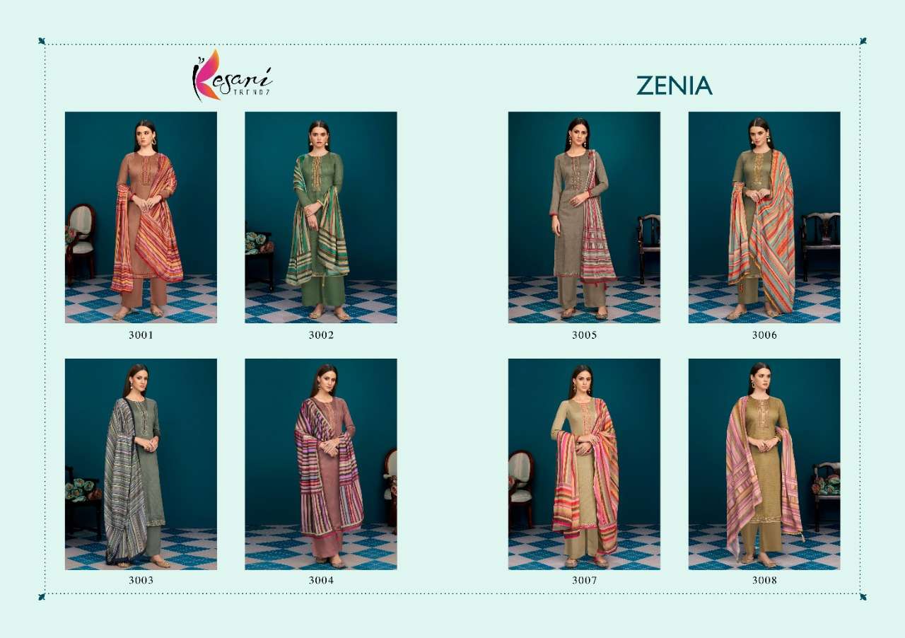 ZENIA BY KESARI TRENDZ 3001 TO 3008 SERIES BEAUTIFUL STYLISH SUITS FANCY COLORFUL CASUAL WEAR & ETHNIC WEAR & READY TO WEAR HEAVY JAM COTTON EMBROIDERED DRESSES AT WHOLESALE PRICE