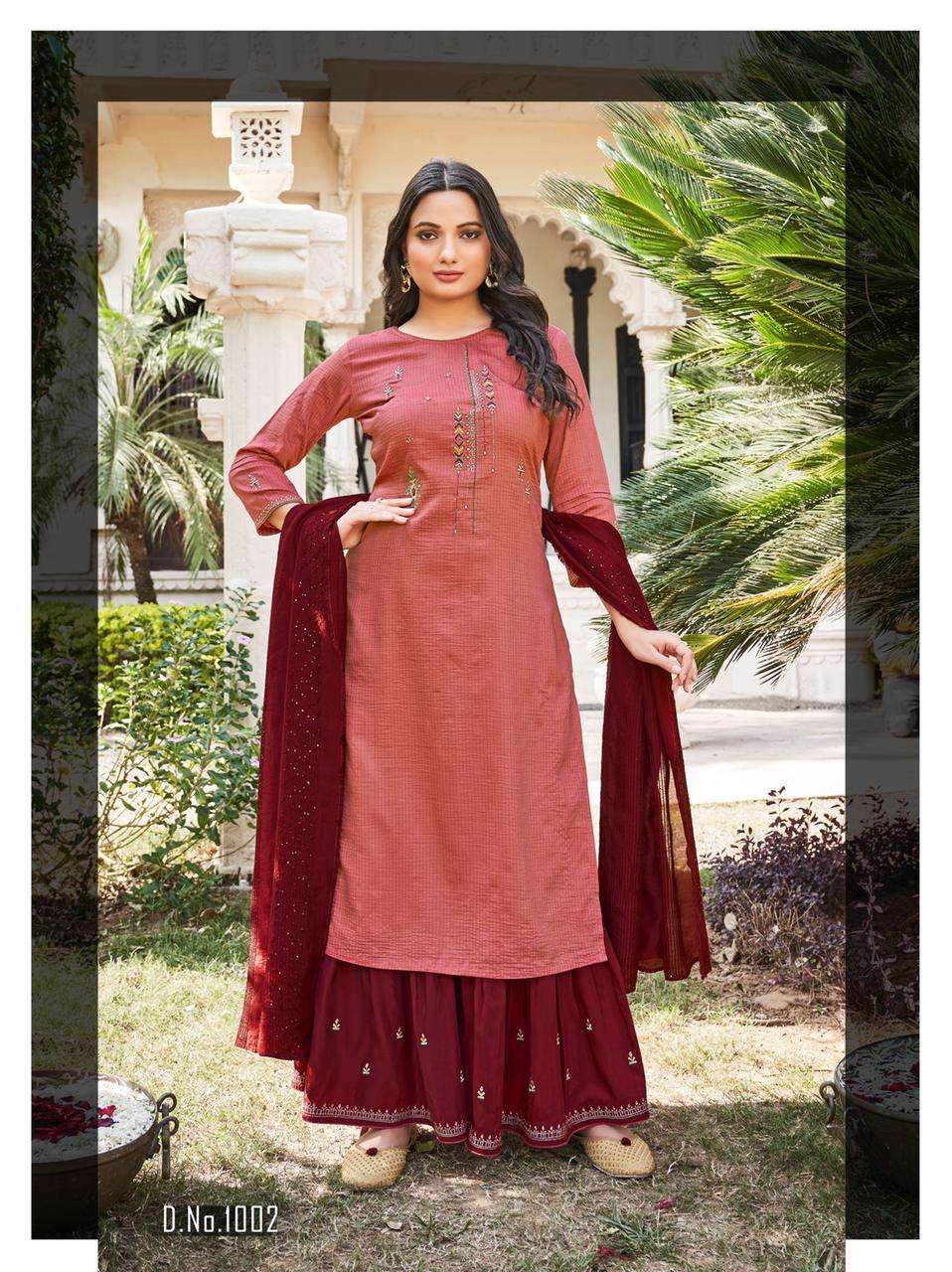 HEER BY LADY VIEW 1001 TO 1006 SERIES BEAUTIFUL SHARARA SUITS COLORFUL STYLISH FANCY CASUAL WEAR & ETHNIC WEAR VISCOSE SILK EMBROIDERED DRESSES AT WHOLESALE PRICE