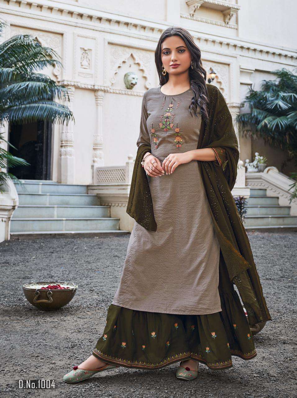 HEER BY LADY VIEW 1001 TO 1006 SERIES BEAUTIFUL SHARARA SUITS COLORFUL STYLISH FANCY CASUAL WEAR & ETHNIC WEAR VISCOSE SILK EMBROIDERED DRESSES AT WHOLESALE PRICE