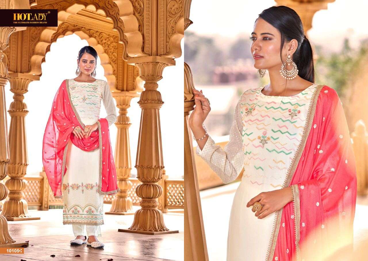 ALANKAAR 10101 SERIES BY HOT LADY 10101 TO 10106 SERIES BEAUTIFUL STYLISH SHARARA SUITS FANCY COLORFUL CASUAL WEAR & ETHNIC WEAR & READY TO WEAR VISCOSE GEORGETTE DRESSES AT WHOLESALE PRICE