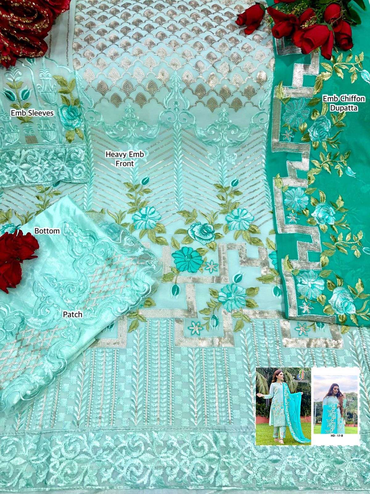HAZRA 17 COLOURS BY HAZRA DESIGNER 17-A TO 17-C SERIES BEAUTIFUL PAKISTANI SUITS STYLISH FANCY COLORFUL PARTY WEAR & OCCASIONAL WEAR FAUX GEORGETTE EMBROIDERED DRESSES AT WHOLESALE PRICE