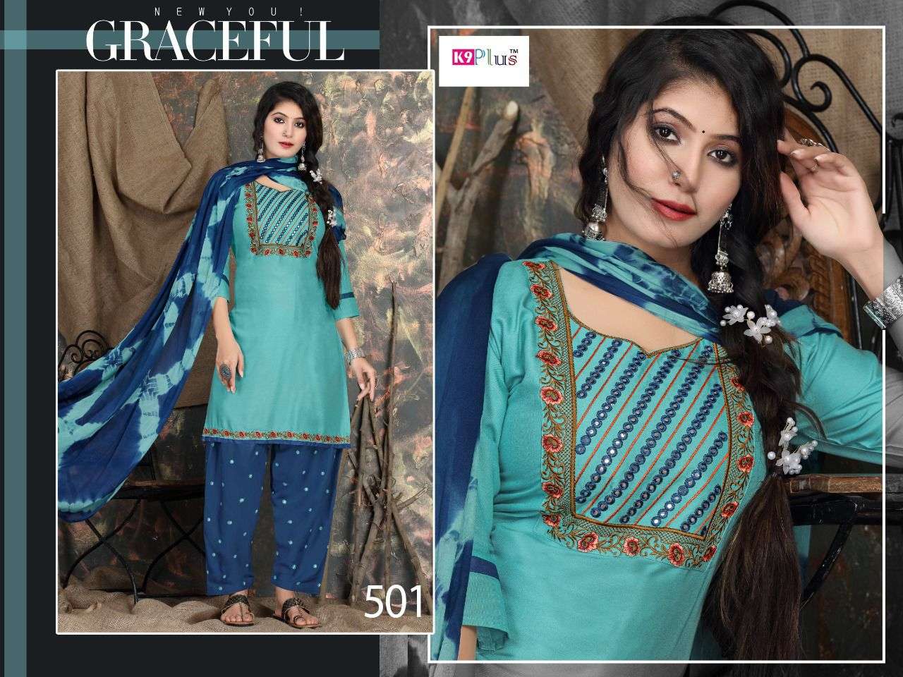 SELFIE VOL-3 BY K9 PLUS 501 TO 508 SERIES BEAUTIFUL SUITS COLORFUL STYLISH FANCY CASUAL WEAR & ETHNIC WEAR RAYON EMBROIDERED DRESSES AT WHOLESALE PRICE