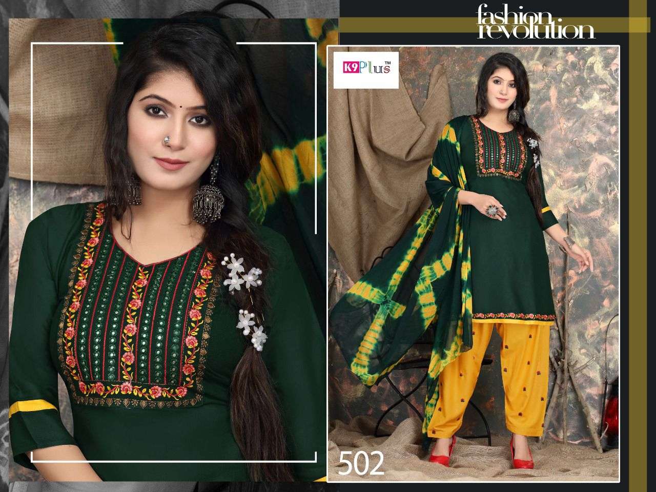 SELFIE VOL-3 BY K9 PLUS 501 TO 508 SERIES BEAUTIFUL SUITS COLORFUL STYLISH FANCY CASUAL WEAR & ETHNIC WEAR RAYON EMBROIDERED DRESSES AT WHOLESALE PRICE