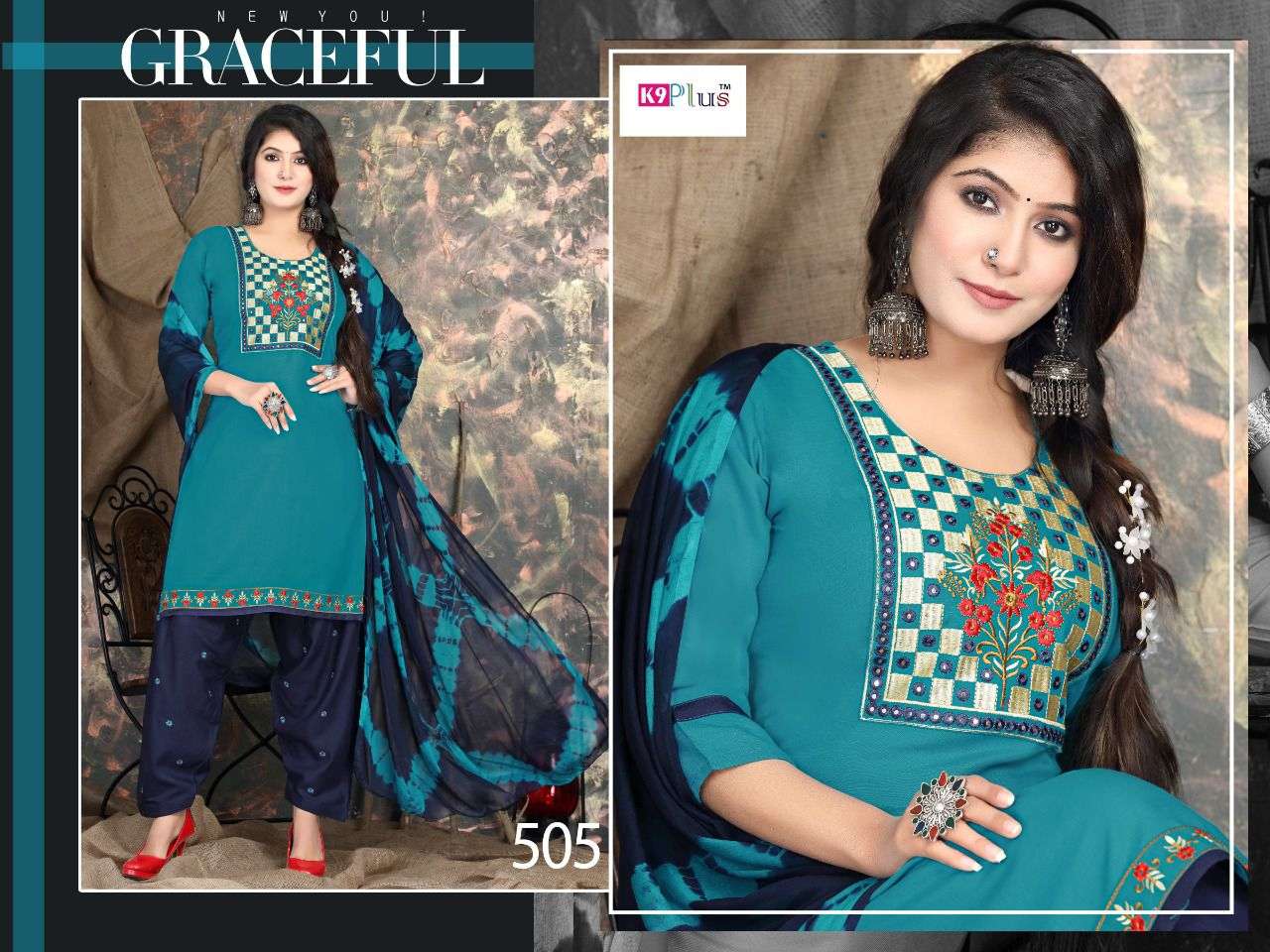 SELFIE VOL-3 BY K9 PLUS 501 TO 508 SERIES BEAUTIFUL SUITS COLORFUL STYLISH FANCY CASUAL WEAR & ETHNIC WEAR RAYON EMBROIDERED DRESSES AT WHOLESALE PRICE