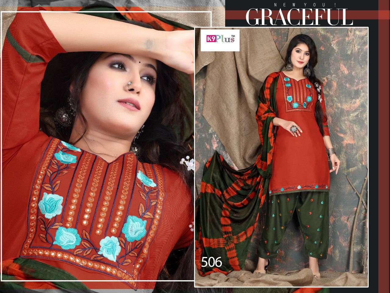 SELFIE VOL-3 BY K9 PLUS 501 TO 508 SERIES BEAUTIFUL SUITS COLORFUL STYLISH FANCY CASUAL WEAR & ETHNIC WEAR RAYON EMBROIDERED DRESSES AT WHOLESALE PRICE