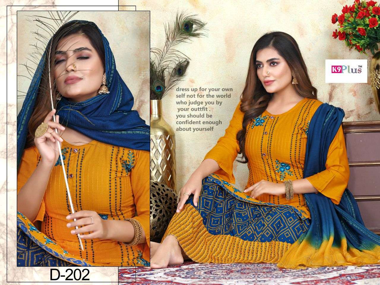PRETTY BY K9 PLUS 201 TO 208 SERIES BEAUTIFUL SUITS COLORFUL STYLISH FANCY CASUAL WEAR & ETHNIC WEAR RAYON WITH WORK DRESSES AT WHOLESALE PRICE