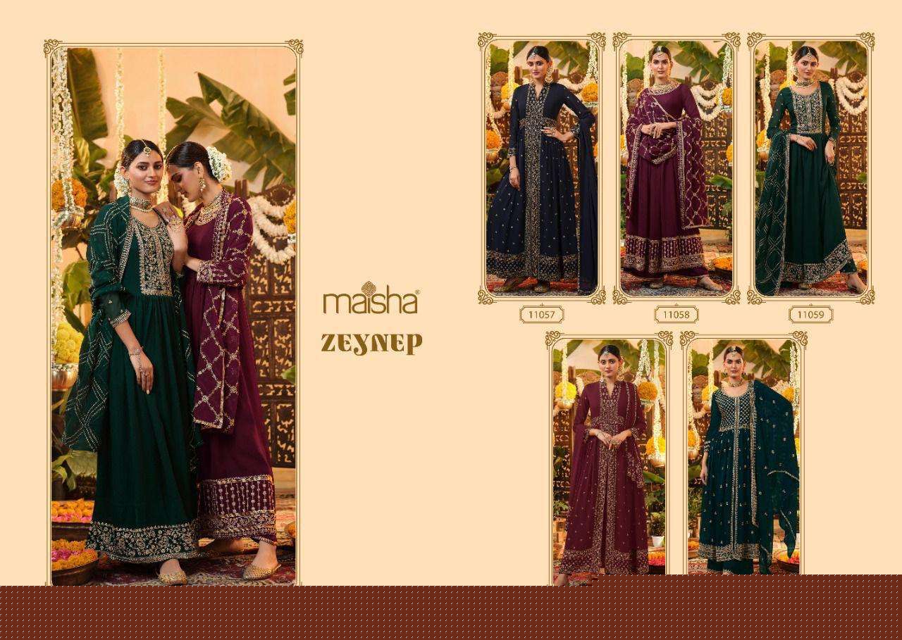 ZEYNEP BY MAISHA 11057 TO 11061 SERIES BEAUTIFUL STYLISH SUITS FANCY COLORFUL CASUAL WEAR & ETHNIC WEAR & READY TO WEAR GEORGETTE EMBROIDERED DRESSES AT WHOLESALE PRICE