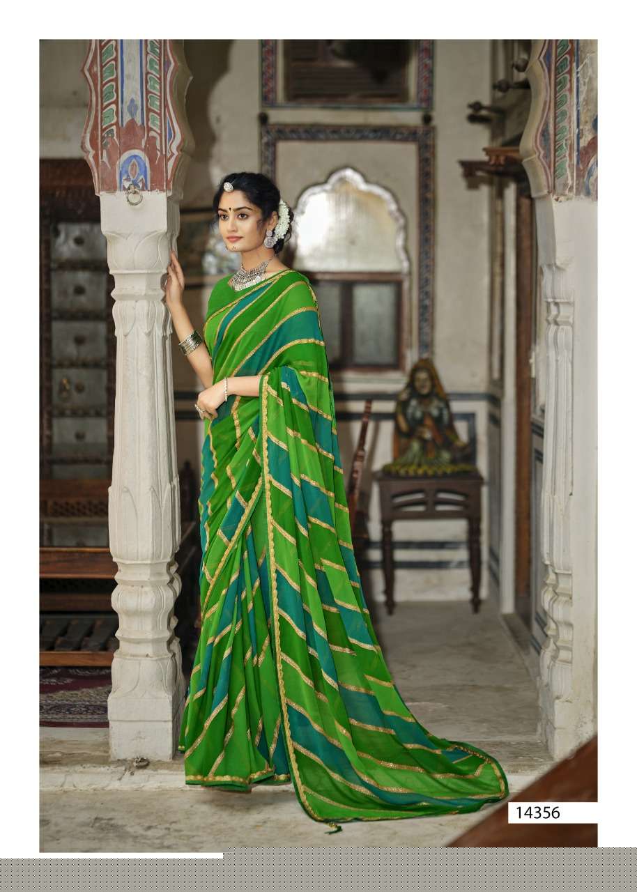 SUHANA SAFAR BY VALLABHI PRINTS 14351 TO 14358 SERIES INDIAN TRADITIONAL WEAR COLLECTION BEAUTIFUL STYLISH FANCY COLORFUL PARTY WEAR & OCCASIONAL WEAR GEORGETTE PRINT SAREES AT WHOLESALE PRICE