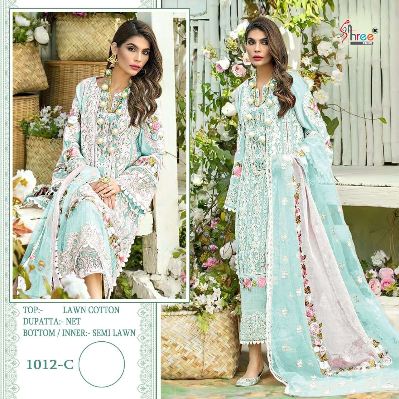 Crimson Premium Lawn Collection Vol-2 Colors By Shree Fabs 1012 To 1012-E Series Designer Pakistani Suits Beautiful Fancy Colorful Stylish Party Wear & Occasional Wear Pure Cotton With Embroidery Dresses At Wholesale Price