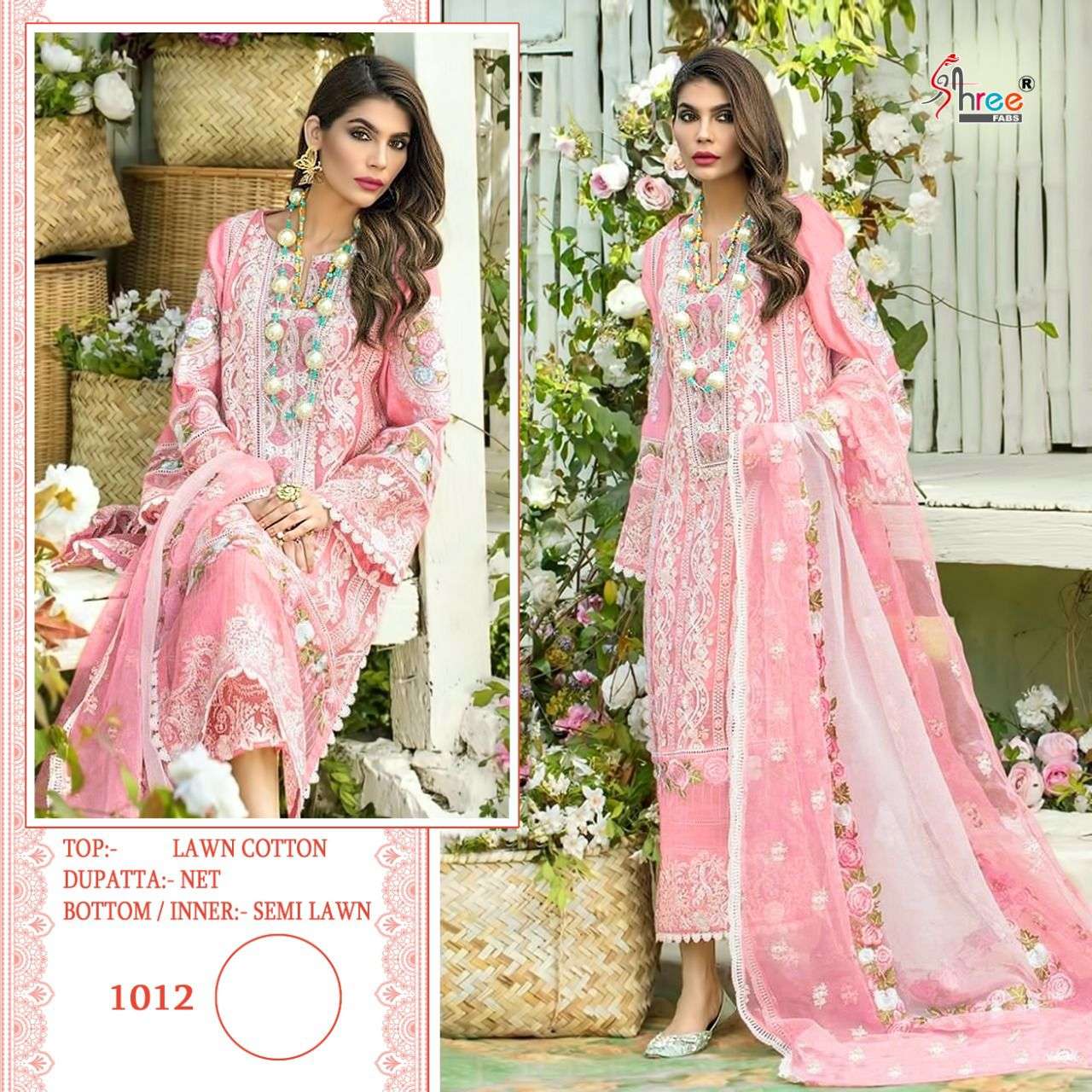 Crimson Premium Lawn Collection Vol-2 Colors By Shree Fabs 1012 To 1012-E Series Designer Pakistani Suits Beautiful Fancy Colorful Stylish Party Wear & Occasional Wear Pure Cotton With Embroidery Dresses At Wholesale Price