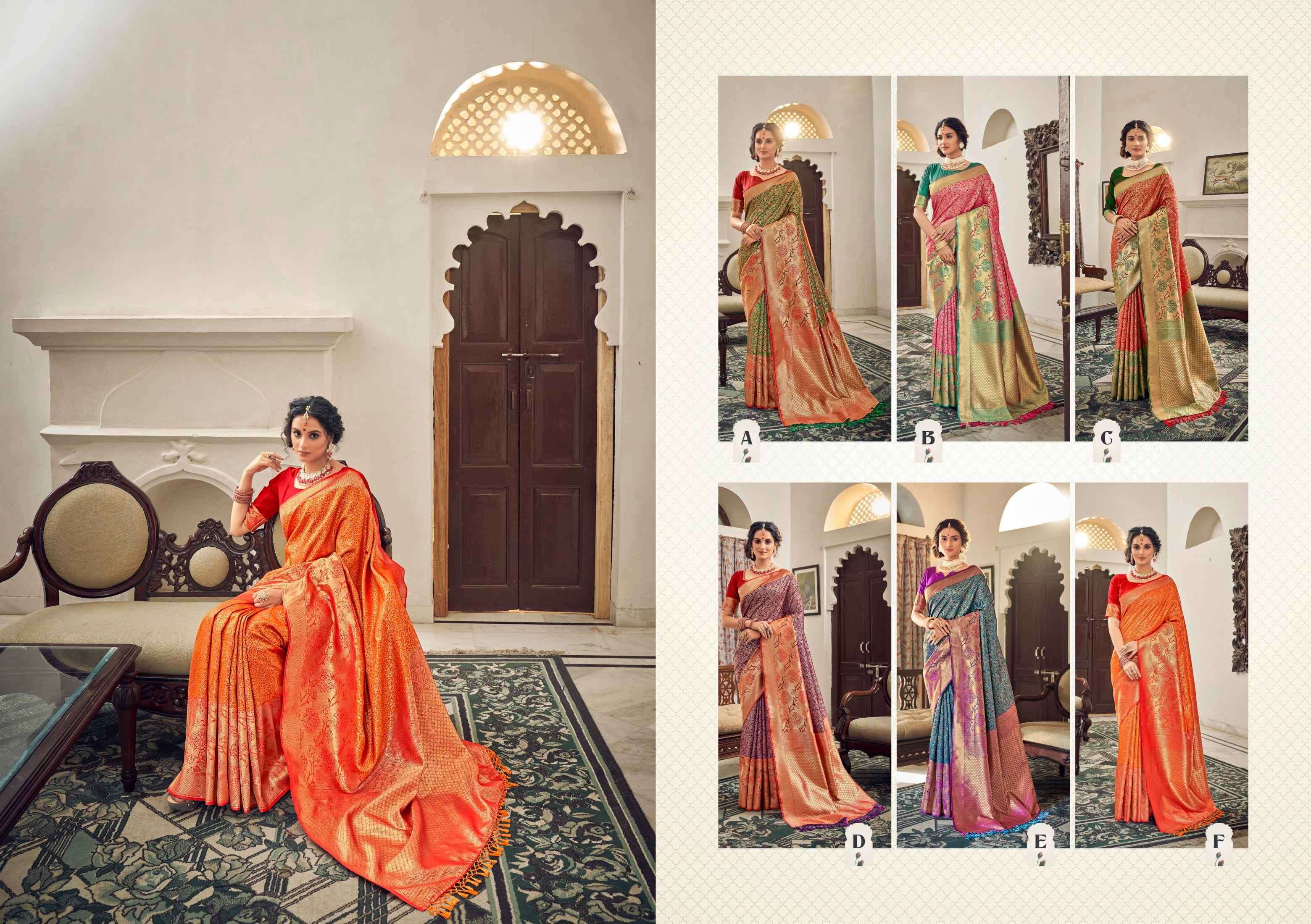 VARMALA SILK BY SHANGRILA A TO F SERIES INDIAN TRADITIONAL WEAR COLLECTION BEAUTIFUL STYLISH FANCY COLORFUL PARTY WEAR & OCCASIONAL WEAR PURE SILK SAREES AT WHOLESALE PRICE