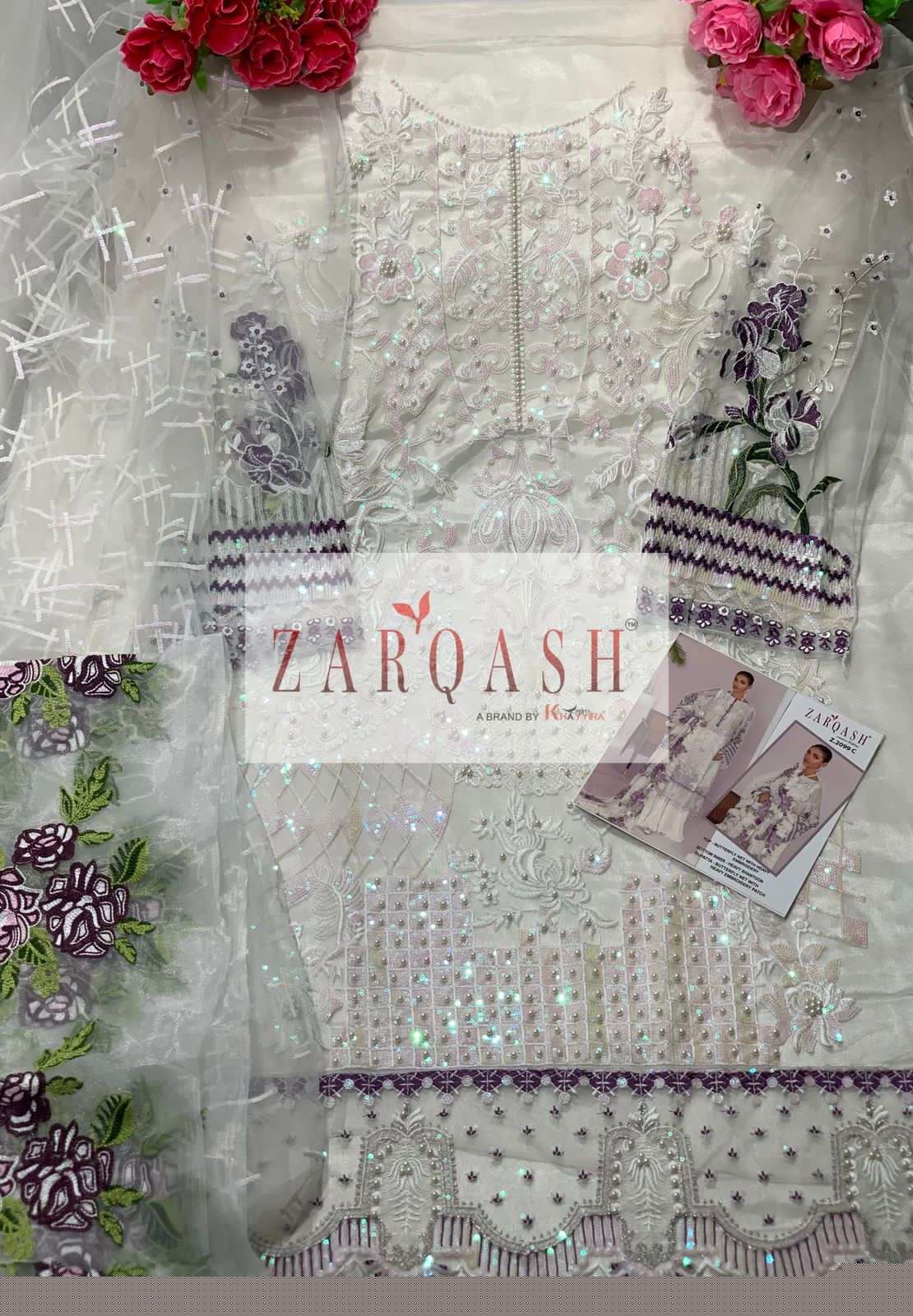 Jihan Vol-2 By Zarqash 2099-A To 2099-D Series Beautiful Summer Collection Pakisatni Suits Stylish Fancy Colorful Casual Wear & Ethnic Wear Faux Georgette Embroidered Dresses At Wholesale Price