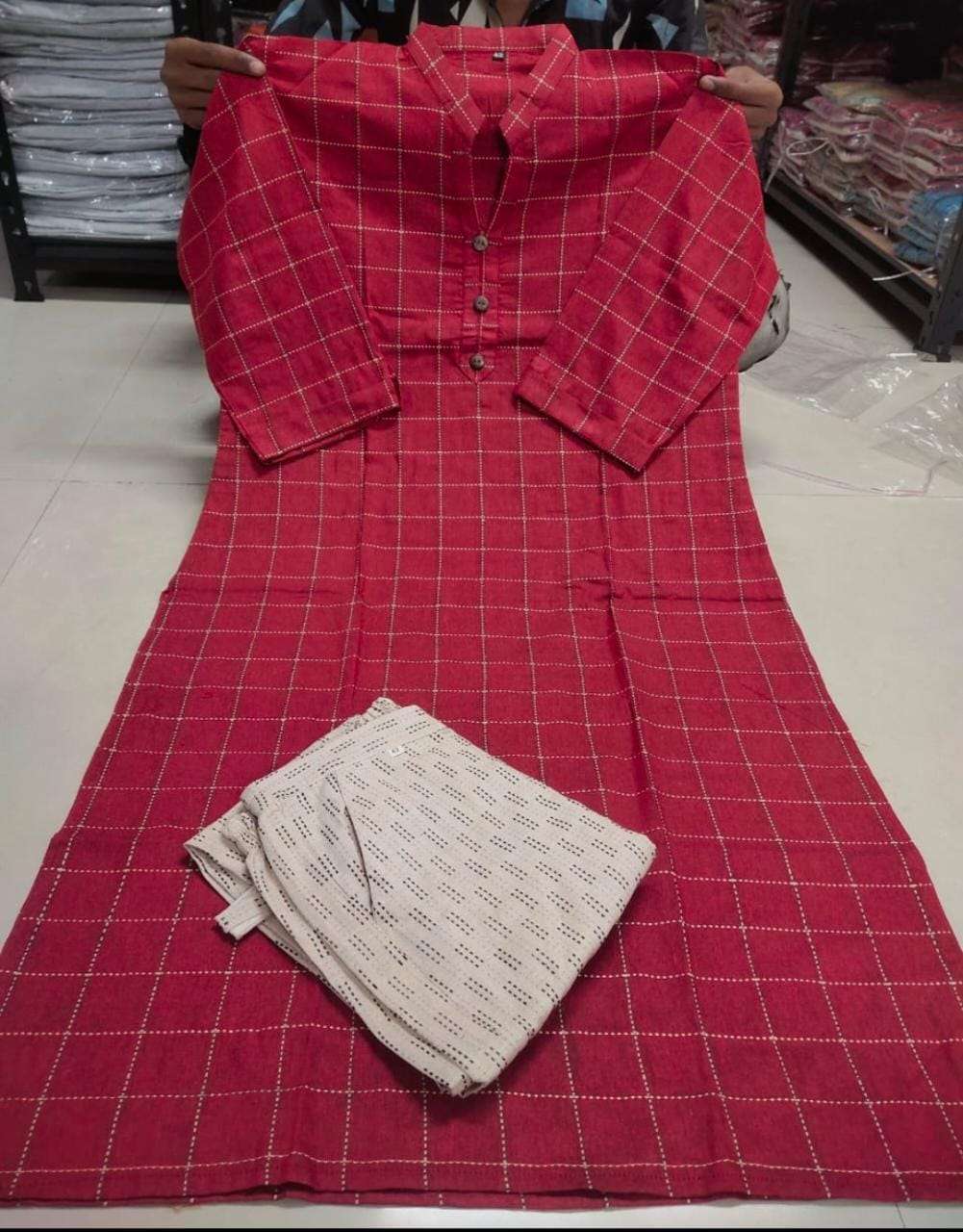 KT-1100 BY KAAMIRI 01 TO 08 SERIES DESIGNER BEAUTIFUL STYLISH FANCY COLORFUL PARTY WEAR & OCCASIONAL WEAR COTTON KHADI KURTIS AND BOTTOM AT WHOLESALE PRICE