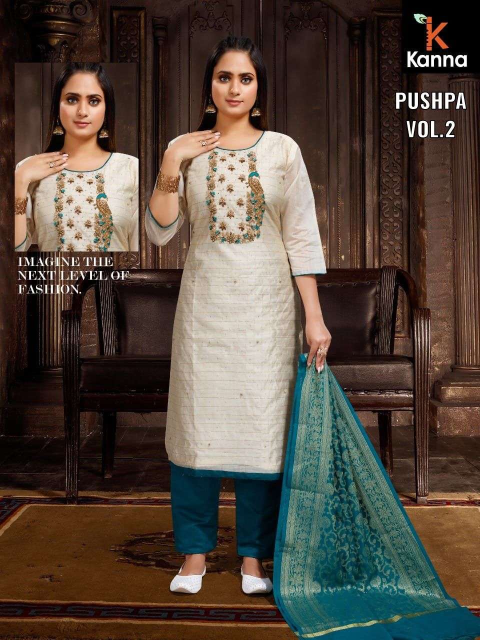 PUSHPA VOL-2 BY KANNA 201 TO 208 SERIES BEAUTIFUL SUITS COLORFUL STYLISH FANCY CASUAL WEAR & ETHNIC WEAR HEAVY MODAL SILK DRESSES AT WHOLESALE PRICE