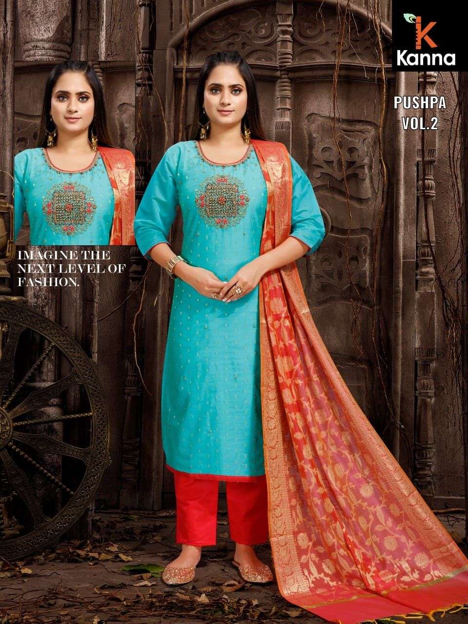 PUSHPA VOL-2 BY KANNA 201 TO 208 SERIES BEAUTIFUL SUITS COLORFUL STYLISH FANCY CASUAL WEAR & ETHNIC WEAR HEAVY MODAL SILK DRESSES AT WHOLESALE PRICE