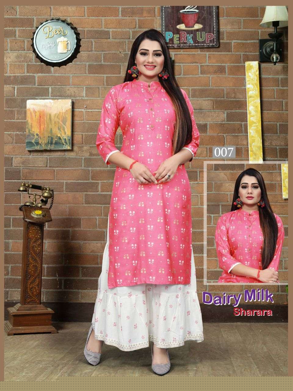 DAIRY MILK VOL-6 BY AAGYA 001 TO 008 SERIES DESIGNER STYLISH FANCY COLORFUL BEAUTIFUL PARTY WEAR & ETHNIC WEAR COLLECTION RAYON KURTIS WITH BOTTOM AT WHOLESALE PRICE