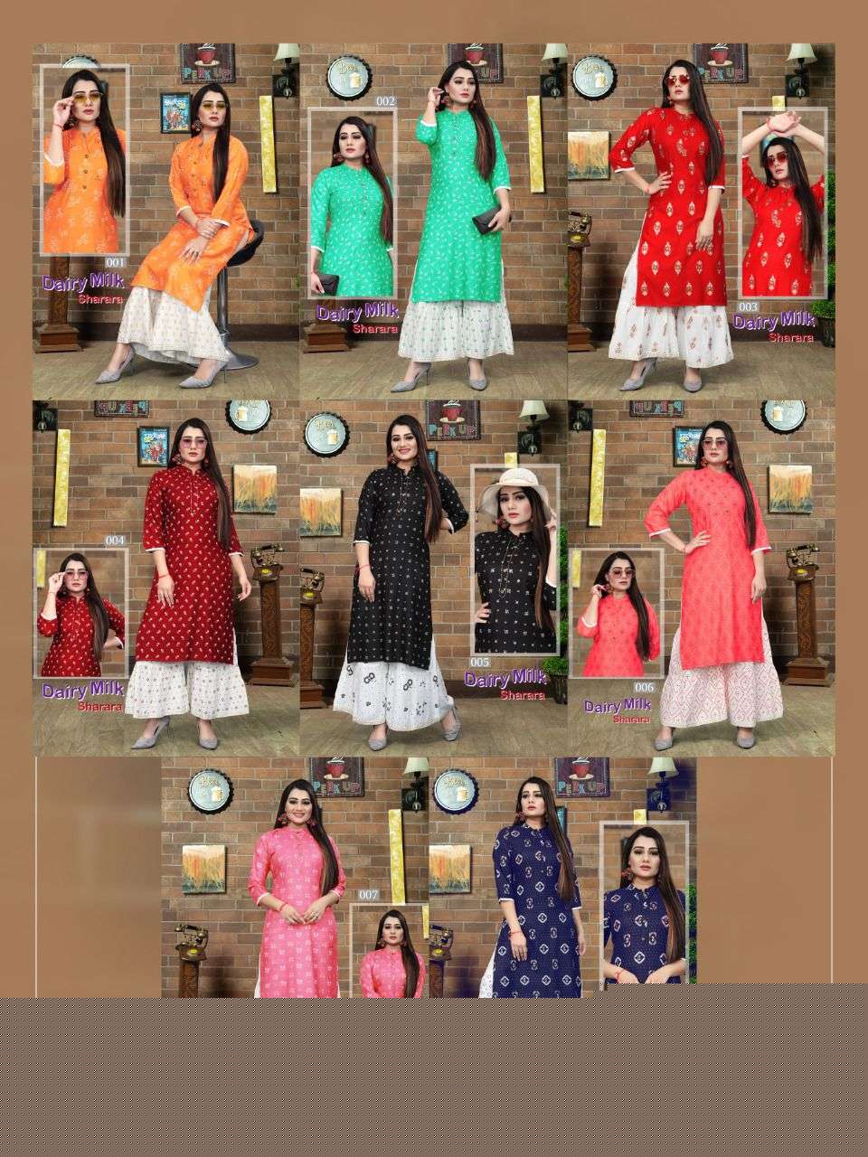 DAIRY MILK VOL-6 BY AAGYA 001 TO 008 SERIES DESIGNER STYLISH FANCY COLORFUL BEAUTIFUL PARTY WEAR & ETHNIC WEAR COLLECTION RAYON KURTIS WITH BOTTOM AT WHOLESALE PRICE