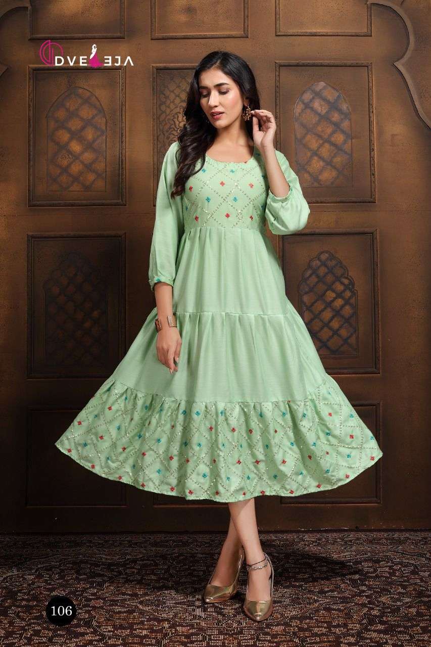 SIYA BY DVEEJA 101 TO 108 SERIES DESIGNER STYLISH FANCY COLORFUL BEAUTIFUL PARTY WEAR & ETHNIC WEAR COLLECTION HEAVY RAYON KURTIS AT WHOLESALE PRICE