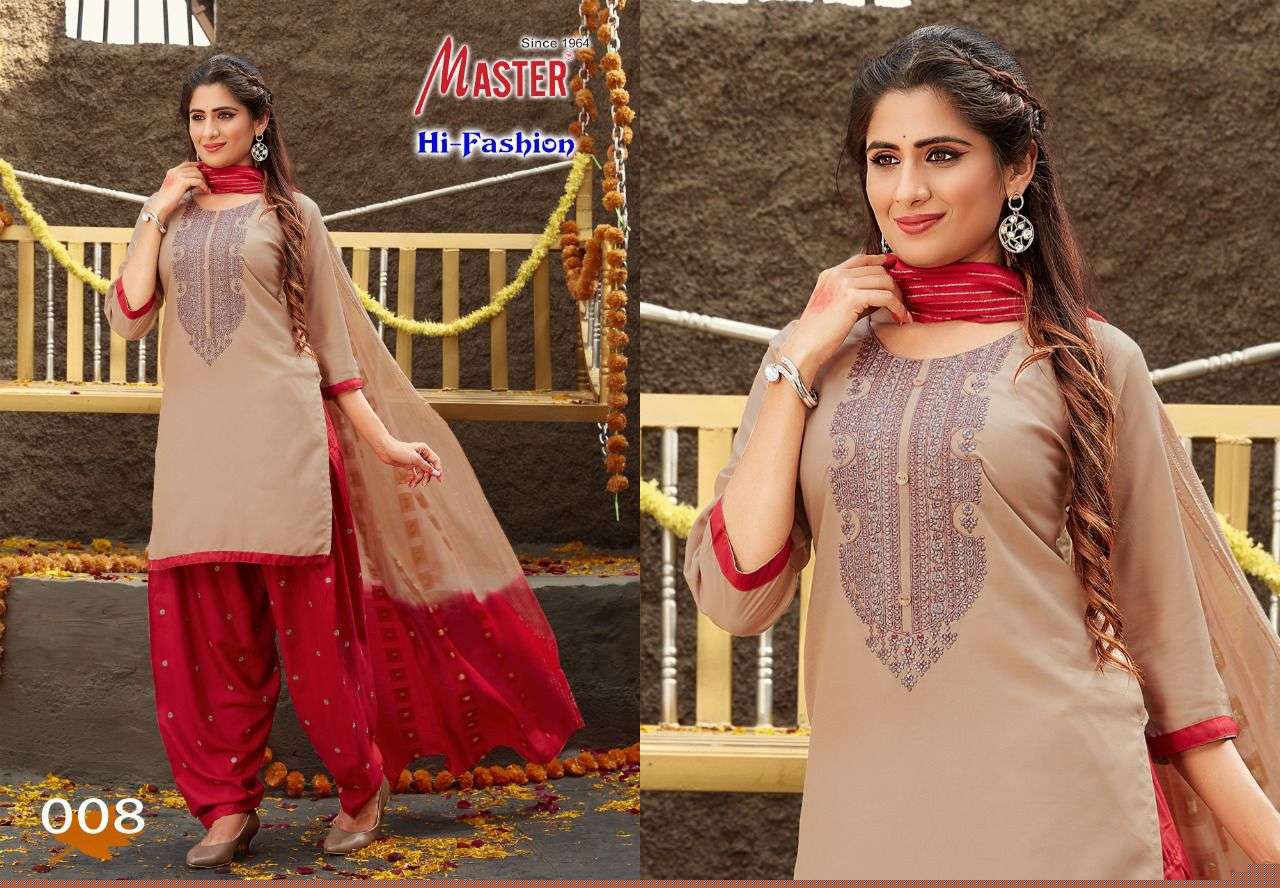 HI-FASHION BY MASTER 001 TO 008 SERIES BEAUTIFUL SUITS COLORFUL STYLISH FANCY CASUAL WEAR & ETHNIC WEAR HEAVY RAYON EMBROIDERED DRESSES AT WHOLESALE PRICE