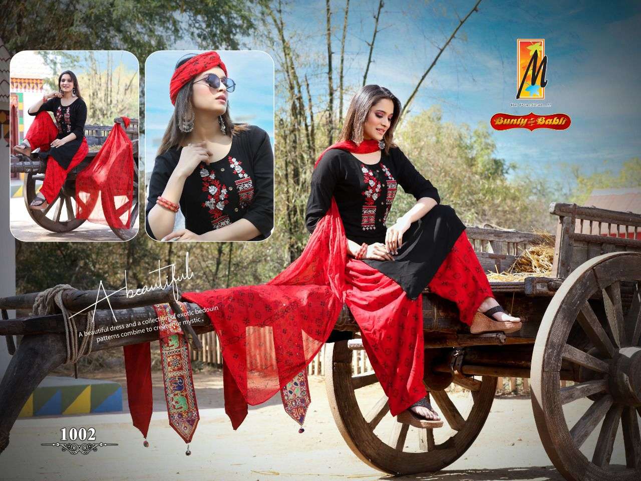 BUNTY AUR BABLI BY MASTER 1001 TO 1008 SERIES BEAUTIFUL PATIYALA SUITS COLORFUL STYLISH FANCY CASUAL WEAR & ETHNIC WEAR HEAVY RAYON EMBROIDERED DRESSES AT WHOLESALE PRICE