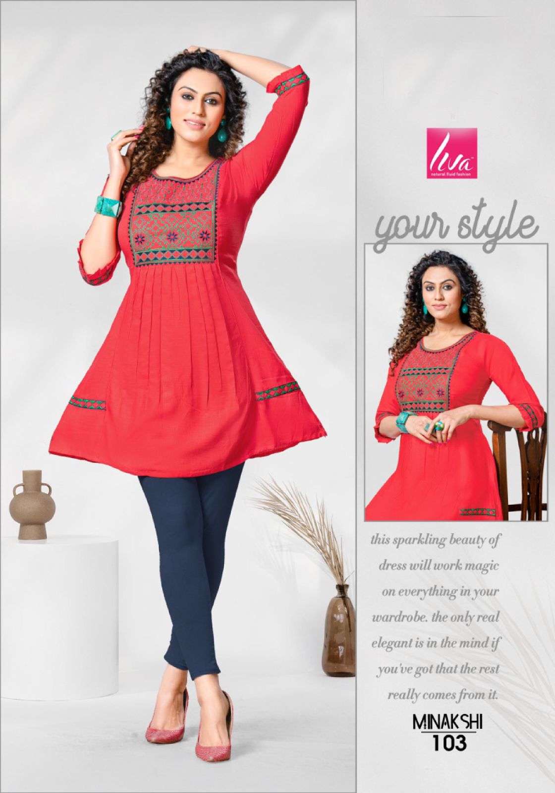 MINAKSHI BY LIVA 101 TO 108 SERIES BEAUTIFUL STYLISH FANCY COLORFUL CASUAL WEAR & ETHNIC WEAR HEAVY RAYON EMBROIDERED TOPS AT WHOLESALE PRICE
