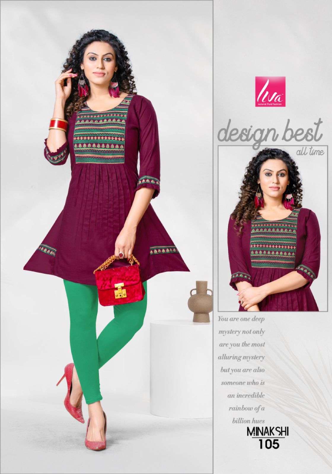 MINAKSHI BY LIVA 101 TO 108 SERIES BEAUTIFUL STYLISH FANCY COLORFUL CASUAL WEAR & ETHNIC WEAR HEAVY RAYON EMBROIDERED TOPS AT WHOLESALE PRICE
