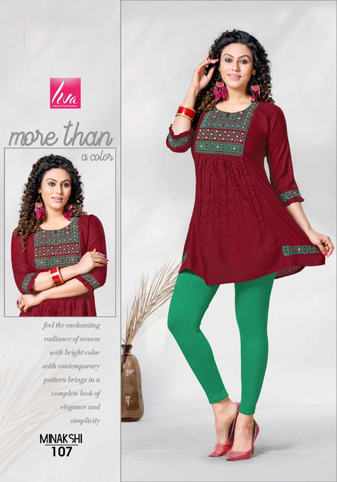 MINAKSHI BY LIVA 101 TO 108 SERIES BEAUTIFUL STYLISH FANCY COLORFUL CASUAL WEAR & ETHNIC WEAR HEAVY RAYON EMBROIDERED TOPS AT WHOLESALE PRICE