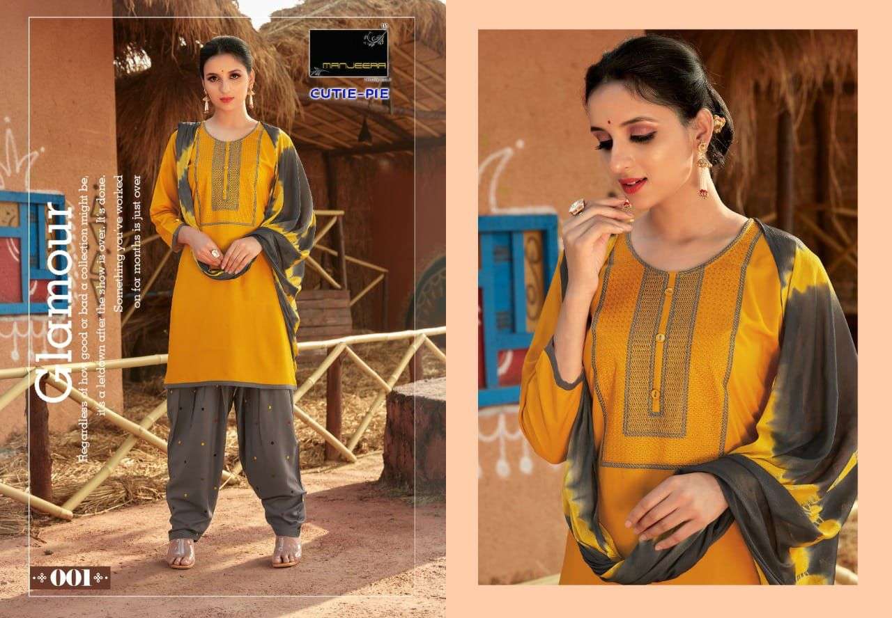 CUTIE-PIE BY MANJEERA 001 TO 008 SERIES BEAUTIFUL RAYON SUITS COLORFUL STYLISH FANCY CASUAL WEAR & ETHNIC WEAR RAYON WITH WORK DRESSES AT WHOLESALE PRICE
