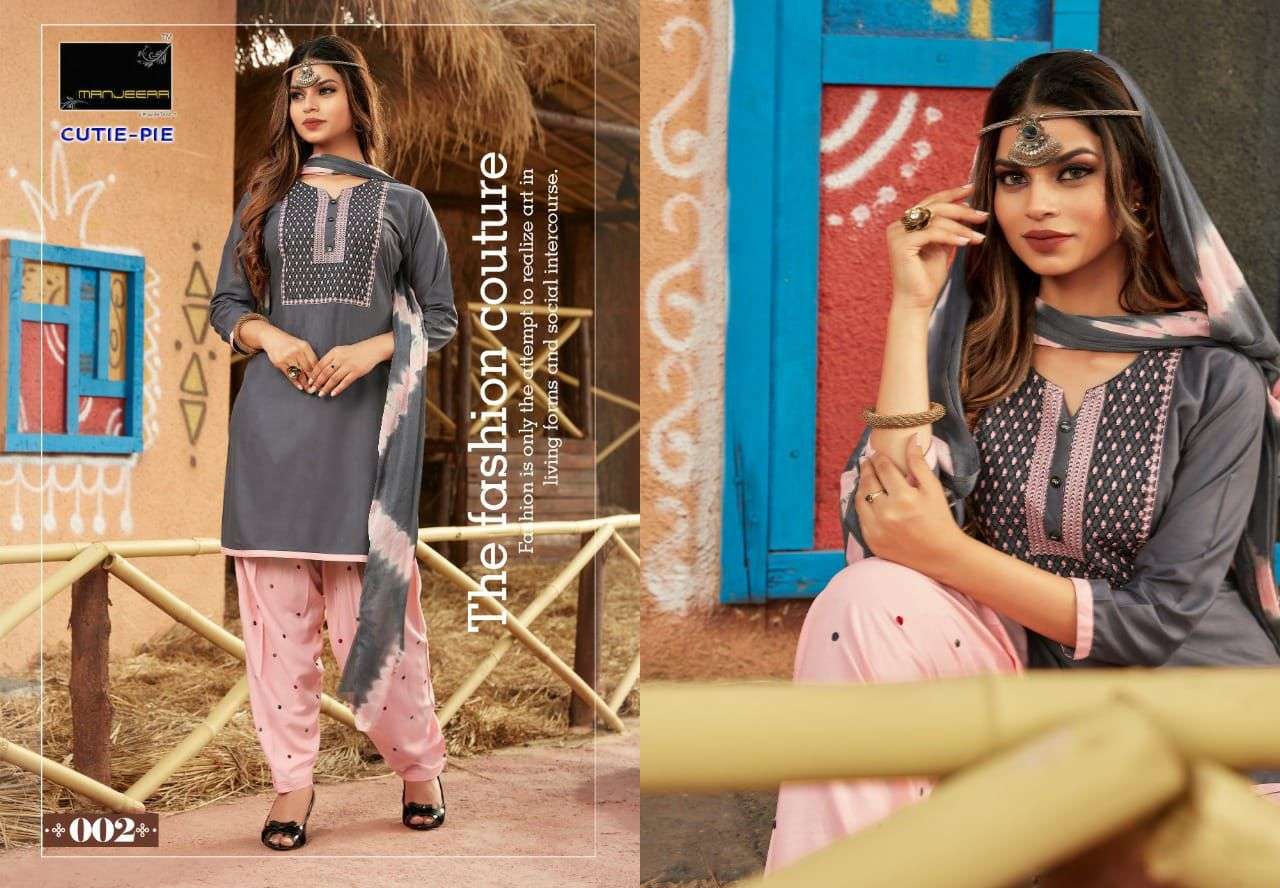 CUTIE-PIE BY MANJEERA 001 TO 008 SERIES BEAUTIFUL RAYON SUITS COLORFUL STYLISH FANCY CASUAL WEAR & ETHNIC WEAR RAYON WITH WORK DRESSES AT WHOLESALE PRICE