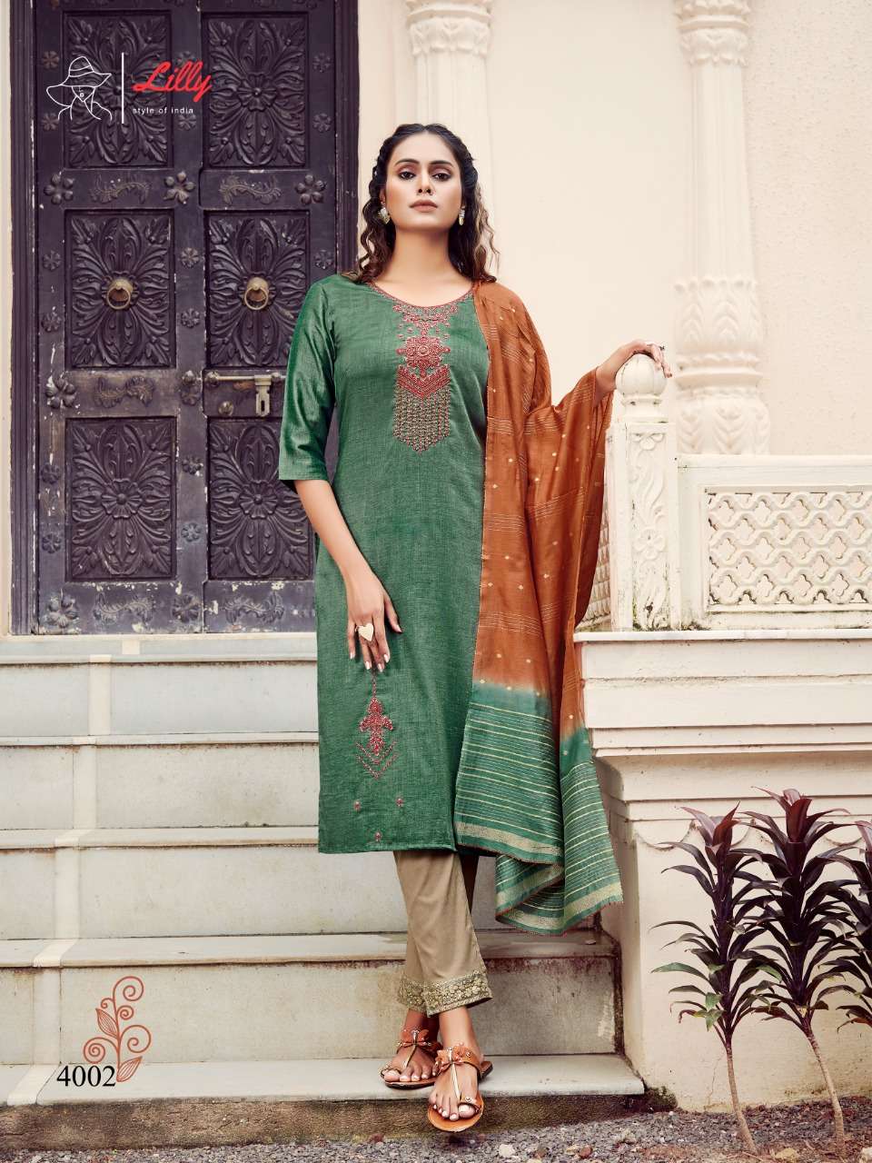 PUNAM BY LILLY 4001 TO 4007 SERIES BEAUTIFUL SUITS COLORFUL STYLISH FANCY CASUAL WEAR & ETHNIC WEAR CHINNON SLUB VISCOSE DRESSES AT WHOLESALE PRICE