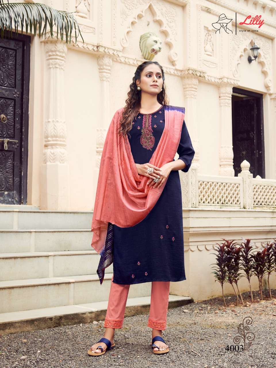 PUNAM BY LILLY 4001 TO 4007 SERIES BEAUTIFUL SUITS COLORFUL STYLISH FANCY CASUAL WEAR & ETHNIC WEAR CHINNON SLUB VISCOSE DRESSES AT WHOLESALE PRICE