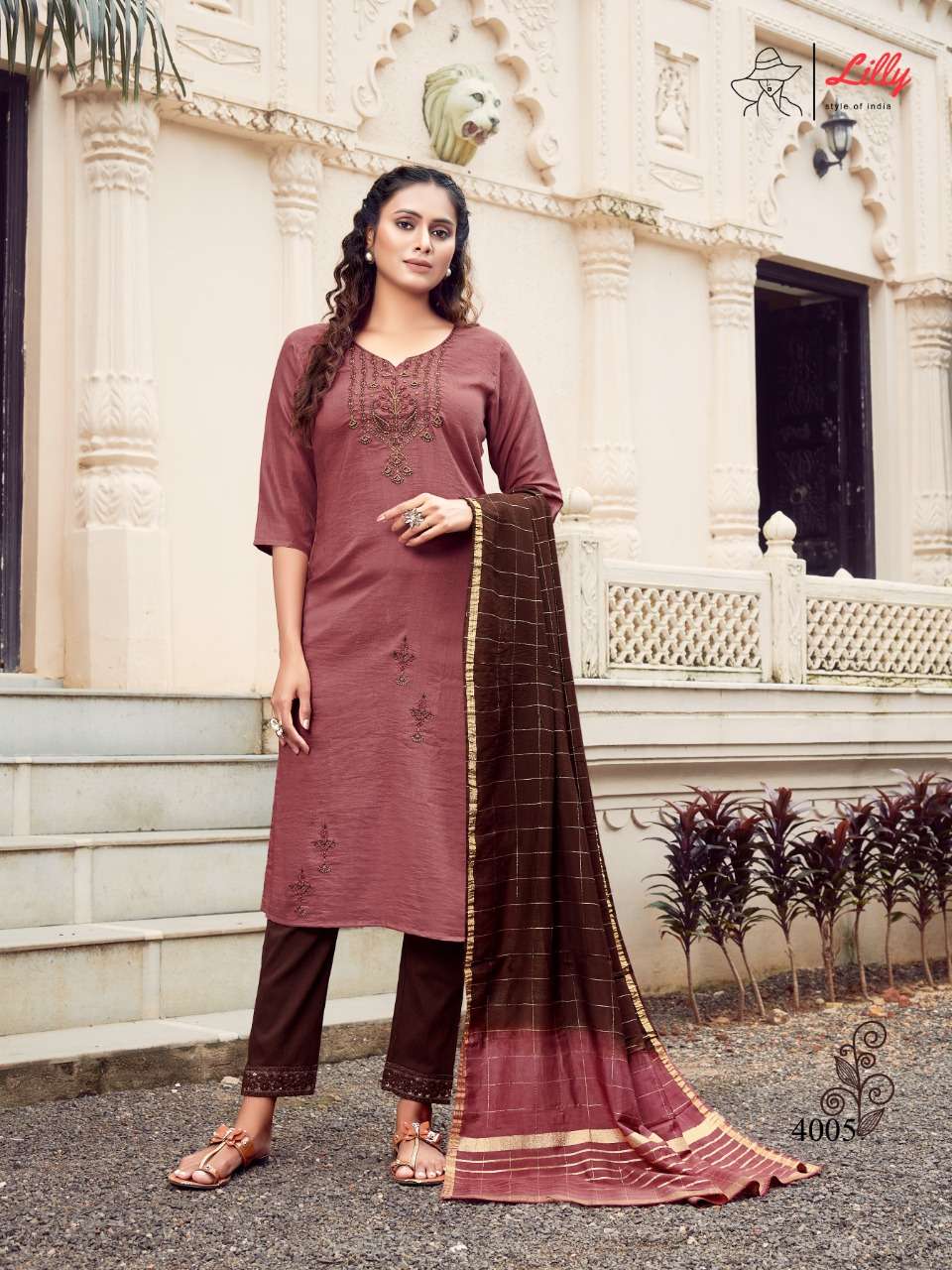 PUNAM BY LILLY 4001 TO 4007 SERIES BEAUTIFUL SUITS COLORFUL STYLISH FANCY CASUAL WEAR & ETHNIC WEAR CHINNON SLUB VISCOSE DRESSES AT WHOLESALE PRICE