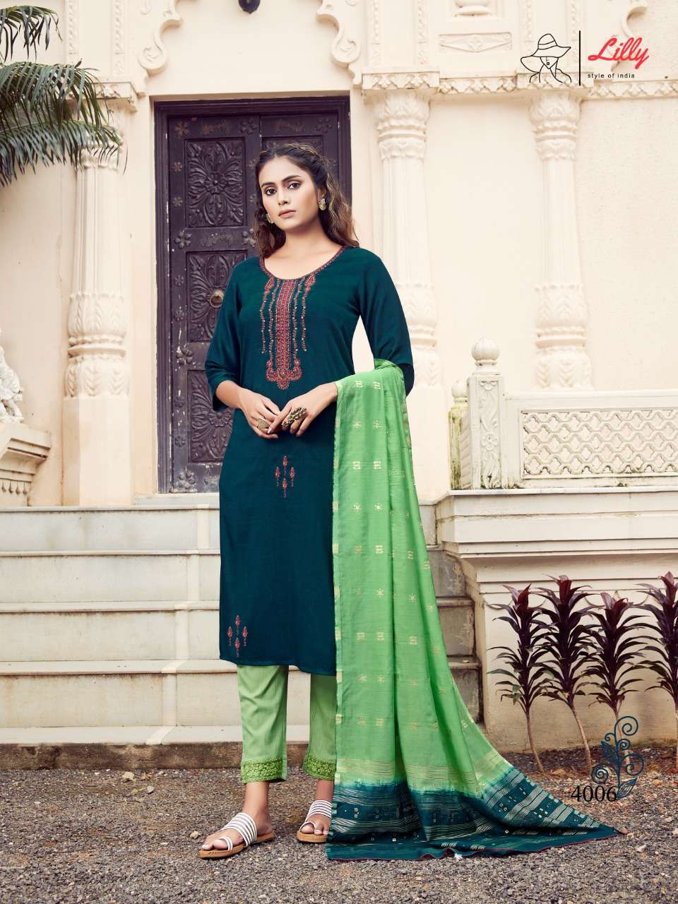 PUNAM BY LILLY 4001 TO 4007 SERIES BEAUTIFUL SUITS COLORFUL STYLISH FANCY CASUAL WEAR & ETHNIC WEAR CHINNON SLUB VISCOSE DRESSES AT WHOLESALE PRICE