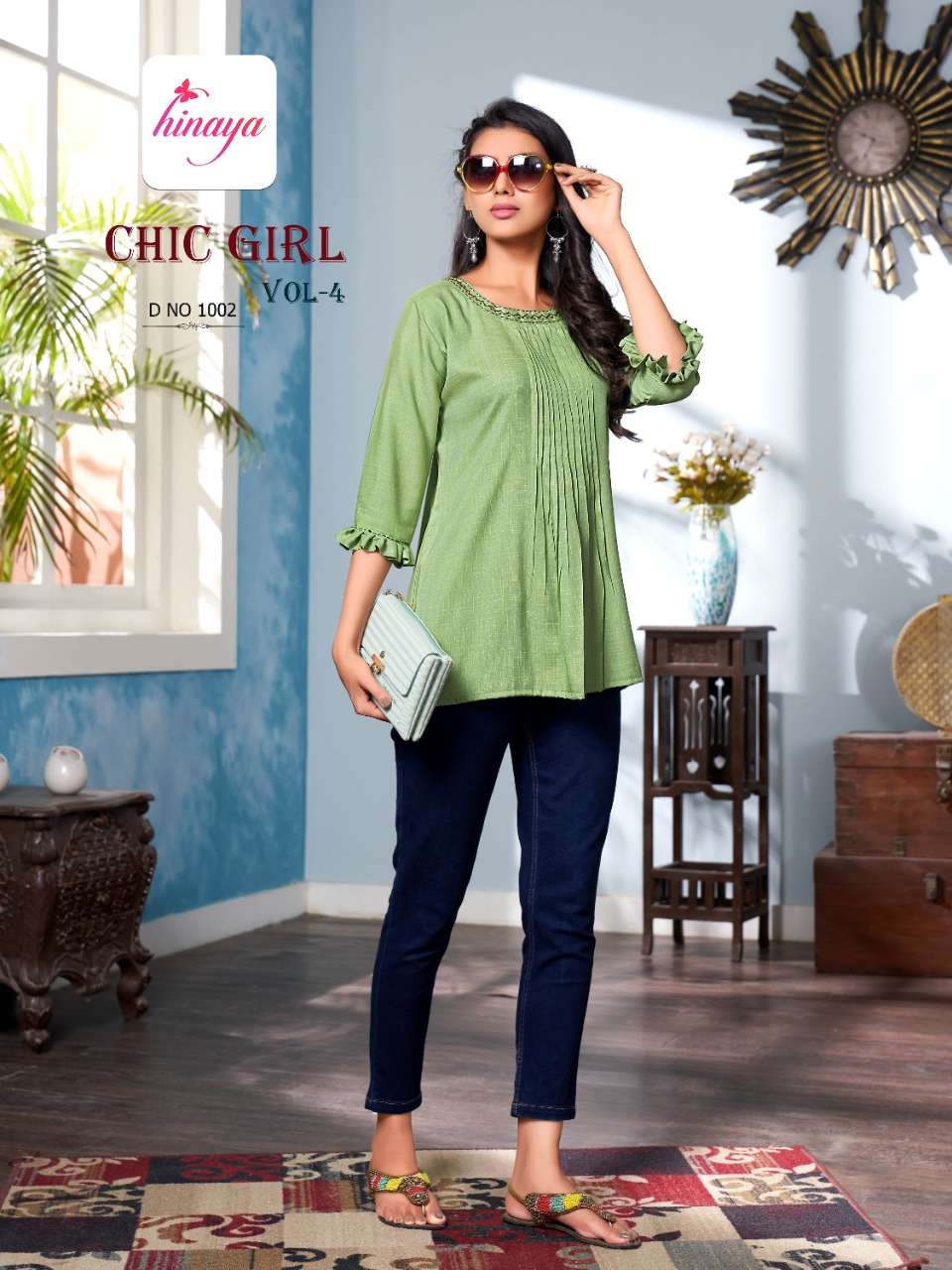 CHIC GIRL VOL-4 BY HINAYA 1001 TO 1010 SERIES BEAUTIFUL STYLISH FANCY COLORFUL CASUAL WEAR & ETHNIC WEAR RAYON TWO TONE TOPS AT WHOLESALE PRICE