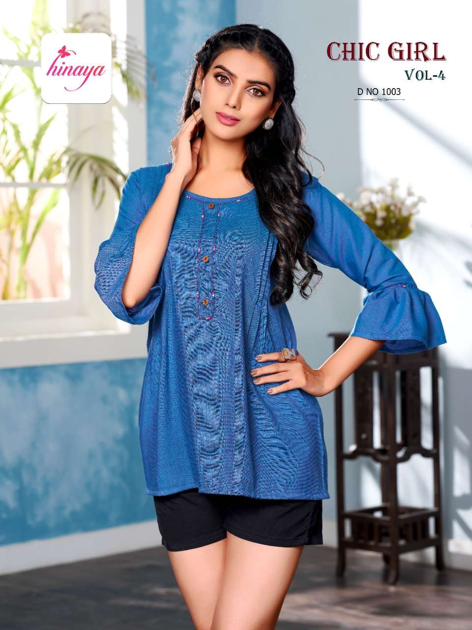 CHIC GIRL VOL-4 BY HINAYA 1001 TO 1010 SERIES BEAUTIFUL STYLISH FANCY COLORFUL CASUAL WEAR & ETHNIC WEAR RAYON TWO TONE TOPS AT WHOLESALE PRICE