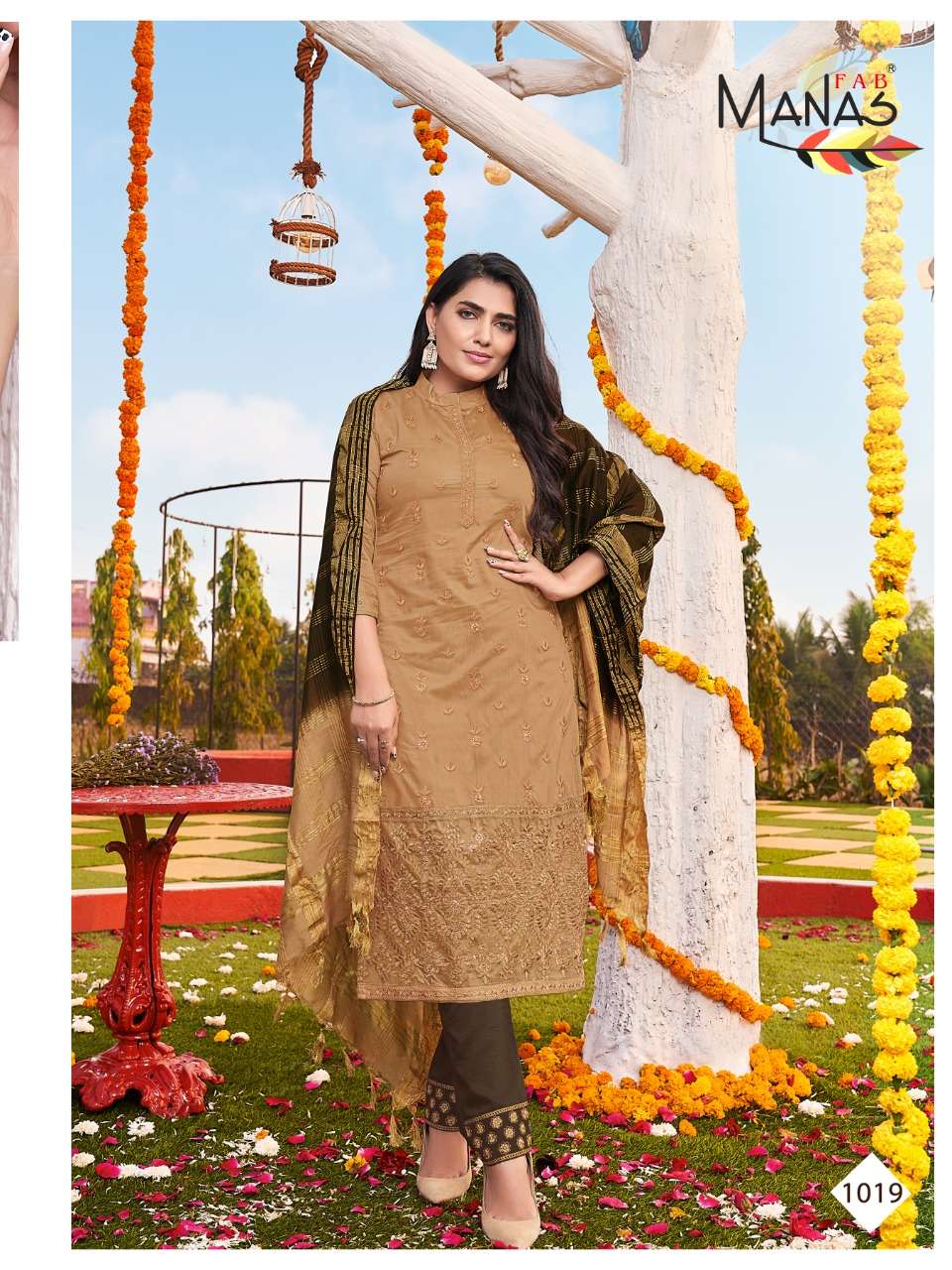 LUCKNOWI VOL-4 BY MANAS FAB 1019 TO 1024 SERIES BEAUTIFUL SUITS COLORFUL STYLISH FANCY CASUAL WEAR & ETHNIC WEAR FANCY DRESSES AT WHOLESALE PRICE
