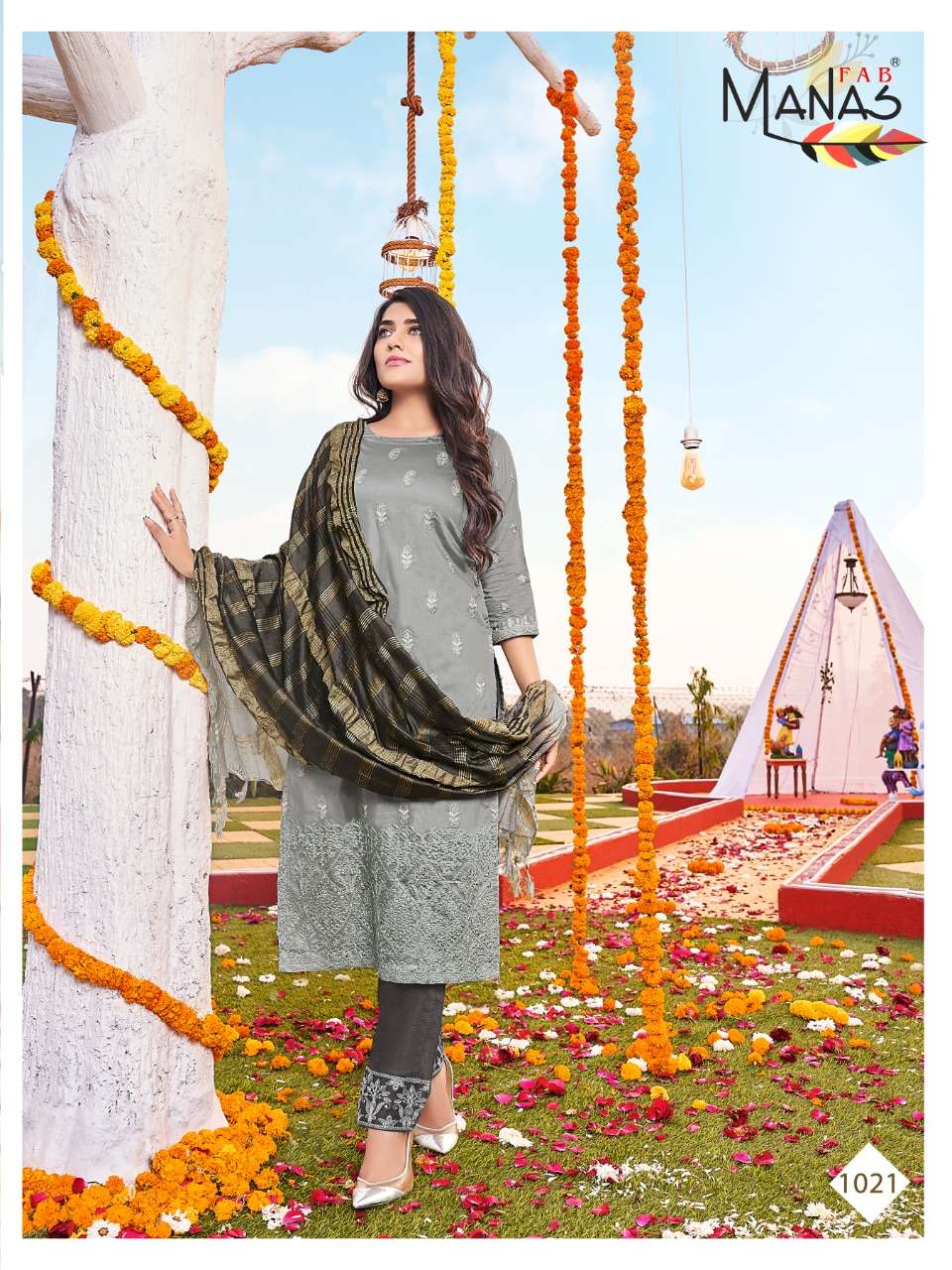 LUCKNOWI VOL-4 BY MANAS FAB 1019 TO 1024 SERIES BEAUTIFUL SUITS COLORFUL STYLISH FANCY CASUAL WEAR & ETHNIC WEAR FANCY DRESSES AT WHOLESALE PRICE