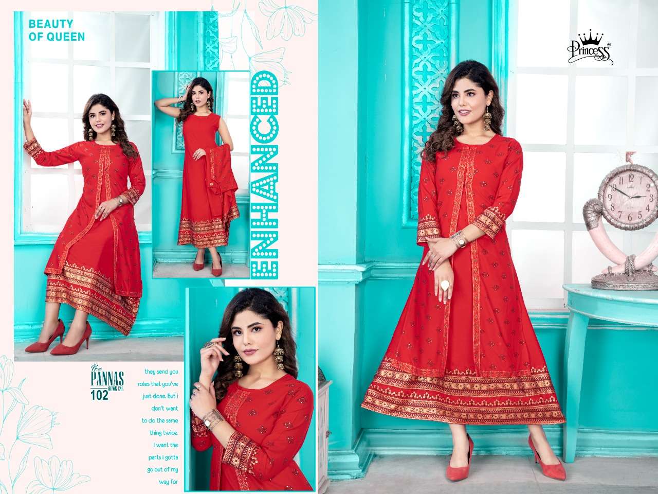 PANNAS GOWN BY PRINCESS 101 TO 108 SERIES BEAUTIFUL STYLISH FANCY COLORFUL CASUAL WEAR & ETHNIC WEAR HEAVY RAYON GOWNS AT WHOLESALE PRICE