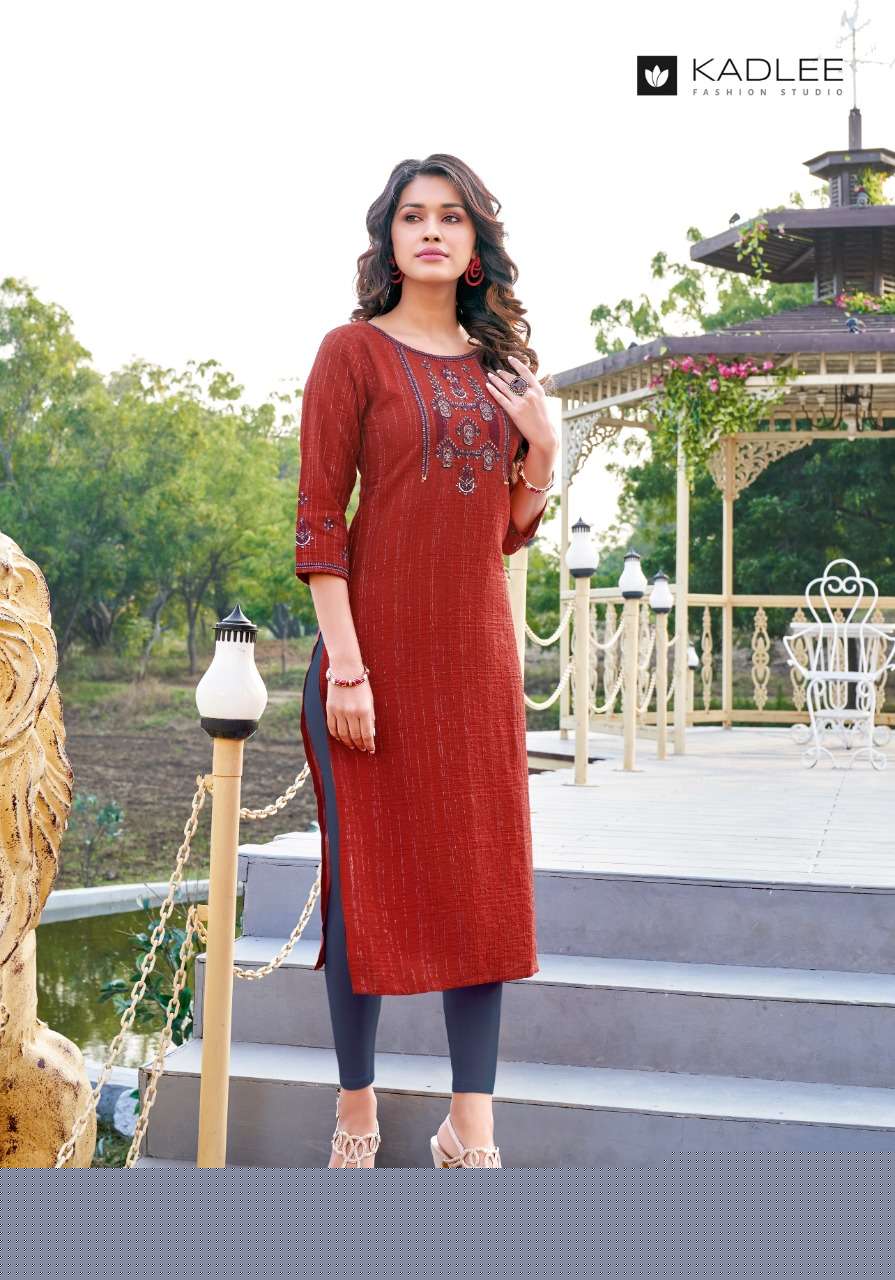 KASHISH BY KADLEE 607 TO 612 SERIES DESIGNER STYLISH FANCY COLORFUL BEAUTIFUL PARTY WEAR & ETHNIC WEAR COLLECTION RAYON WITH WORK KURTIS AT WHOLESALE PRICE