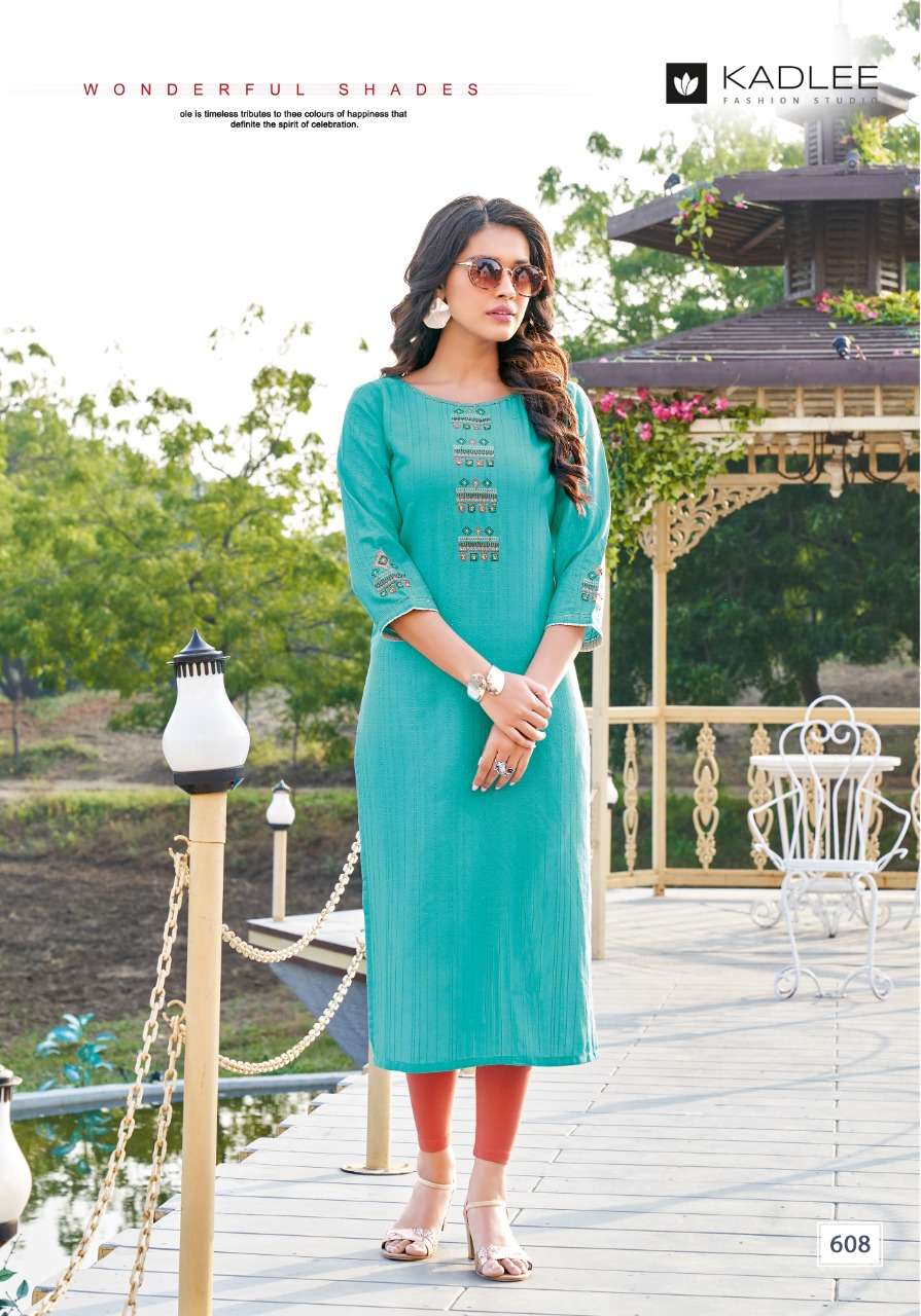 KASHISH BY KADLEE 607 TO 612 SERIES DESIGNER STYLISH FANCY COLORFUL BEAUTIFUL PARTY WEAR & ETHNIC WEAR COLLECTION RAYON WITH WORK KURTIS AT WHOLESALE PRICE