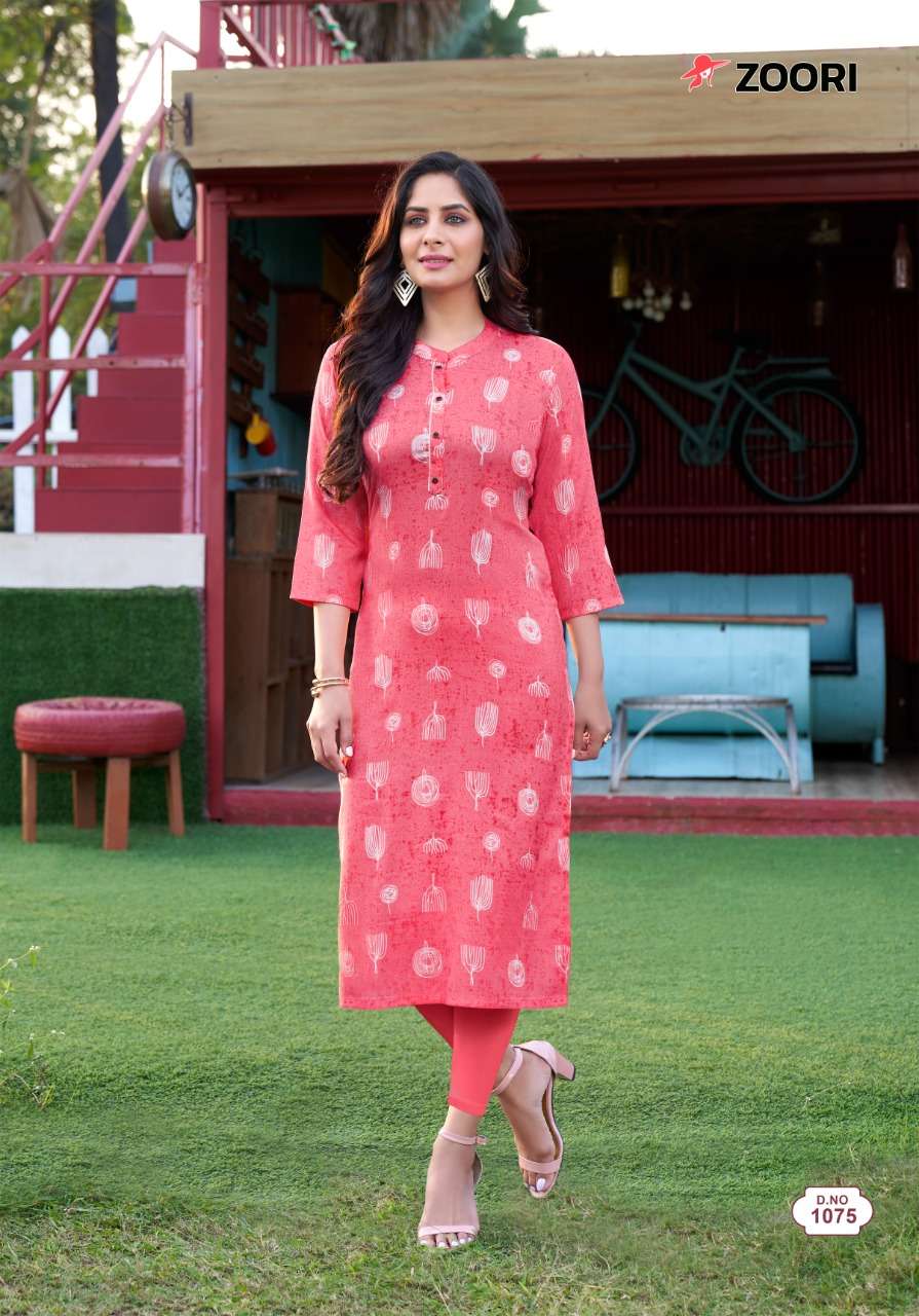 AKSHARA VOL-13 BY ZOORI 1075 TO 1080 SERIES DESIGNER STYLISH FANCY COLORFUL BEAUTIFUL PARTY WEAR & ETHNIC WEAR COLLECTION RAYON PRINT KURTIS AT WHOLESALE PRICE